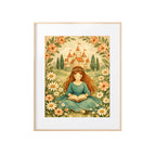Princess Folk-Art Storybook Illustration for Cozy and Nostalgic Nursery or Children's Room Decor