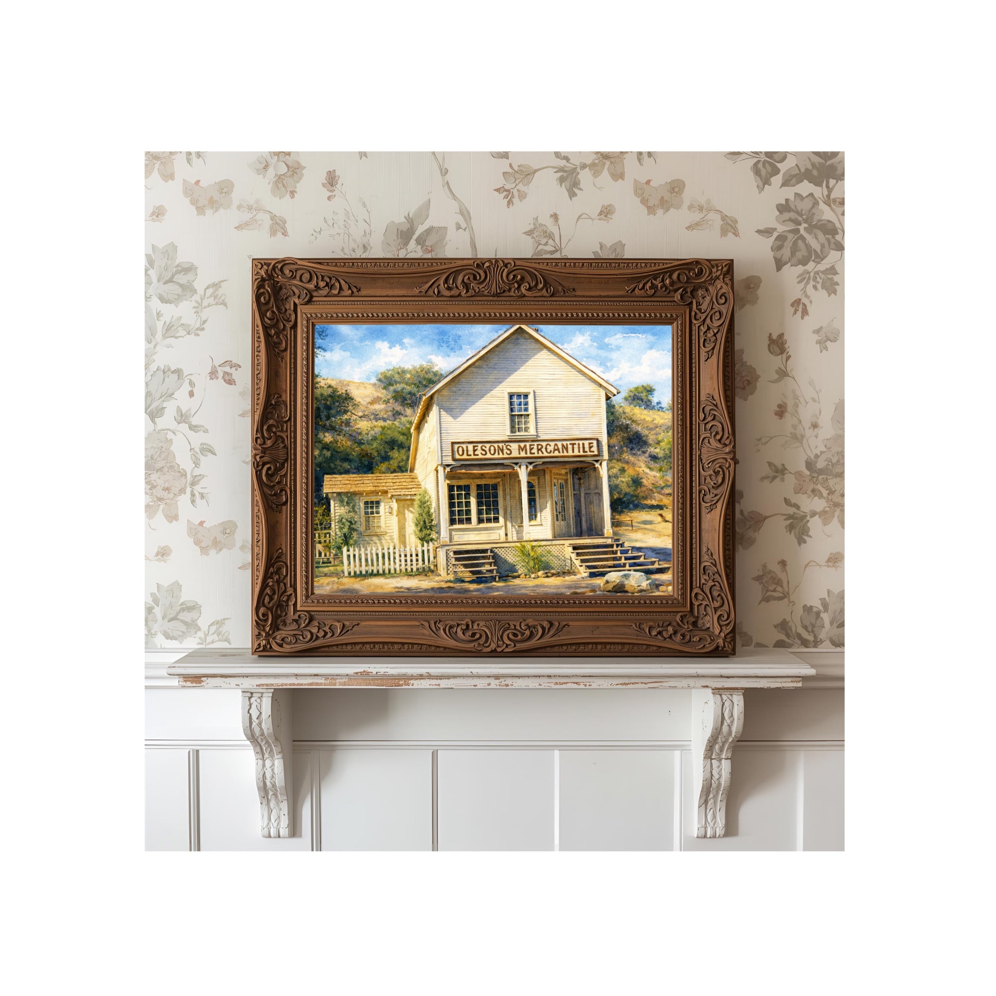 Walnut Grove Art Print Oleson's Mercantile Watercolor Painting Book Gallery Wall Decor