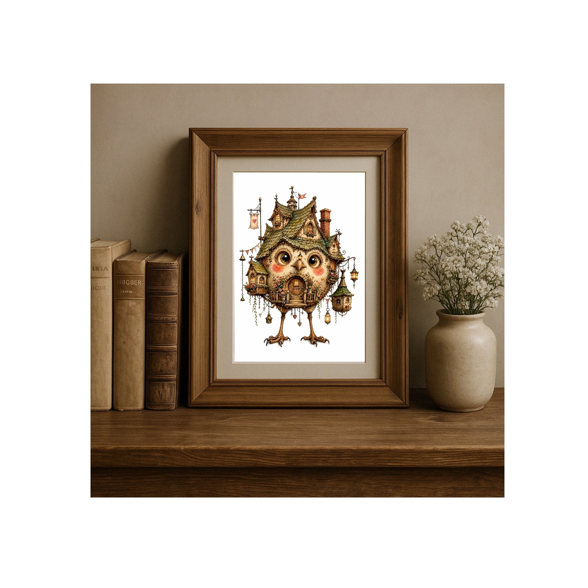 The Green Birdhouse Watercolor Art Print