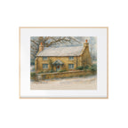Rosehill Cottage Watercolor Painting Holiday Art Print Christmas Wall Decor