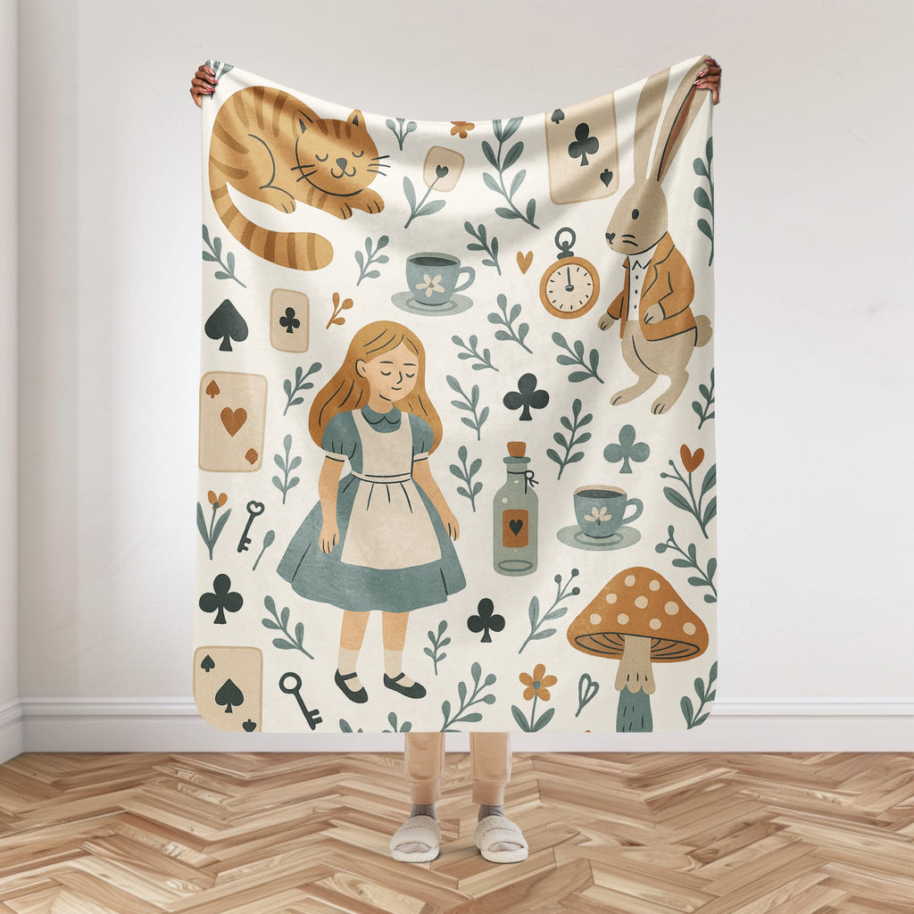 Alice in Wonderland Soft Sherpa Blanket