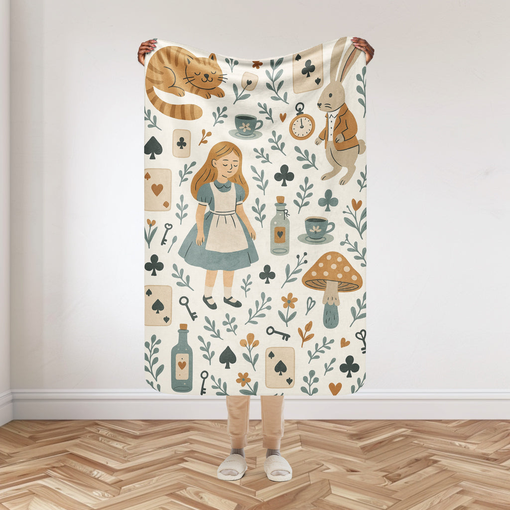 Alice in Wonderland Soft Sherpa Blanket