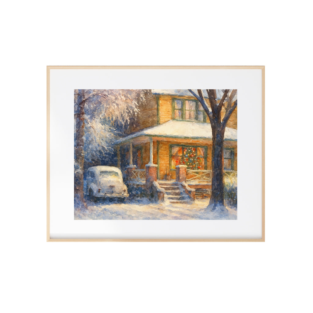 The Parker House Art Print Christmas Story Watercolor Painting