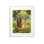 Colin and Pen's Stroll Through the Park Art Print Regency Era Watercolor Painting Romantic Book Decor Landscape Nature Artwork