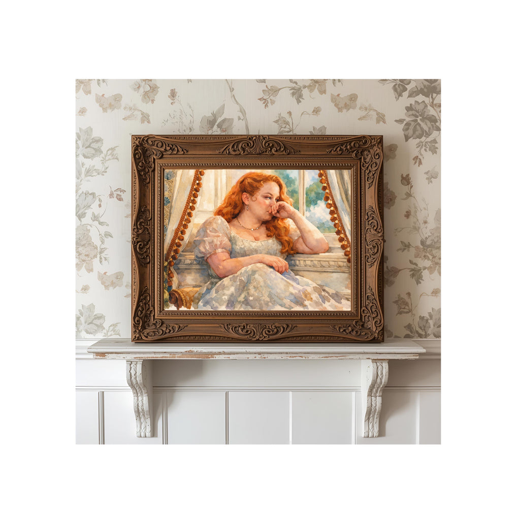 A Lady in Turmoil Art Print Regency Era Watercolor Painting