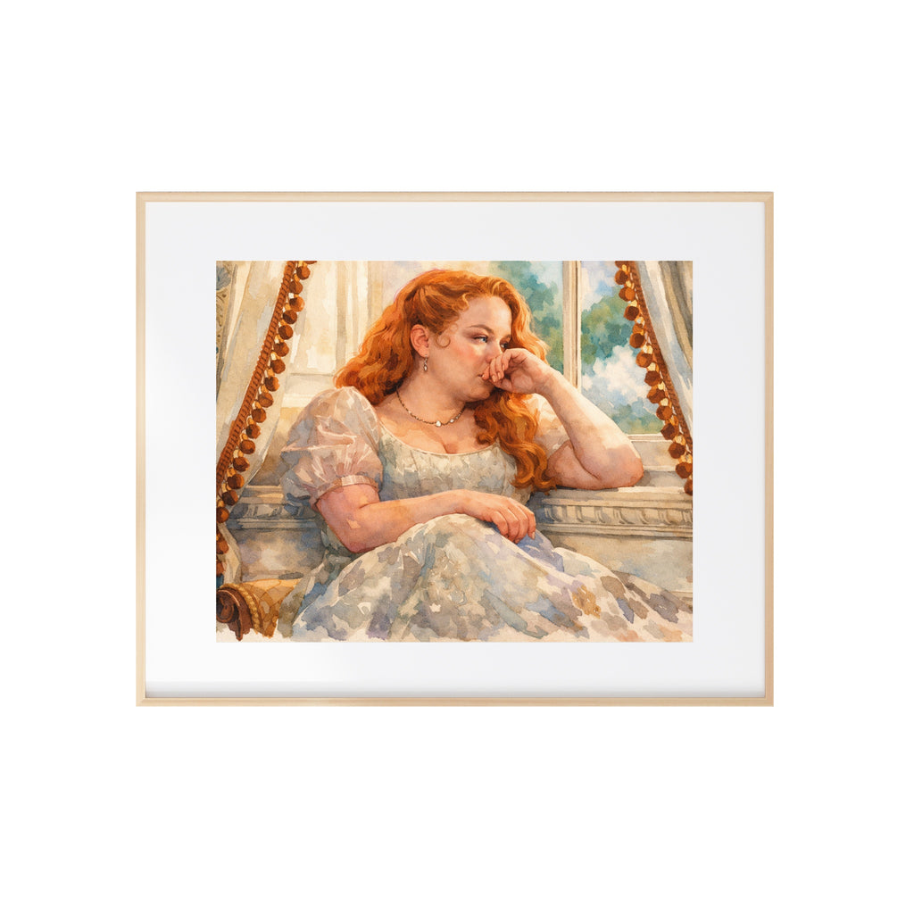 A Lady in Turmoil Art Print Regency Era Watercolor Painting