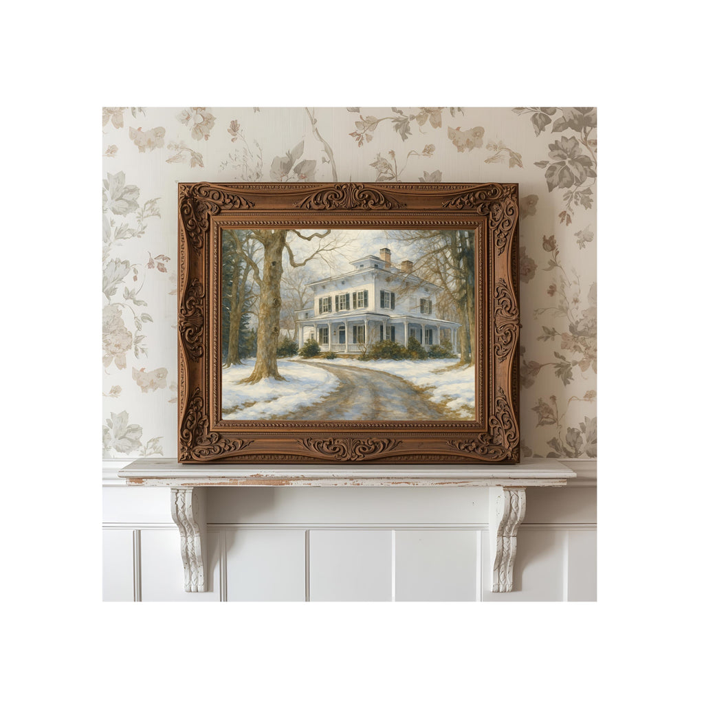 The Family Stone House Watercolor Painting Christmas Art Print
