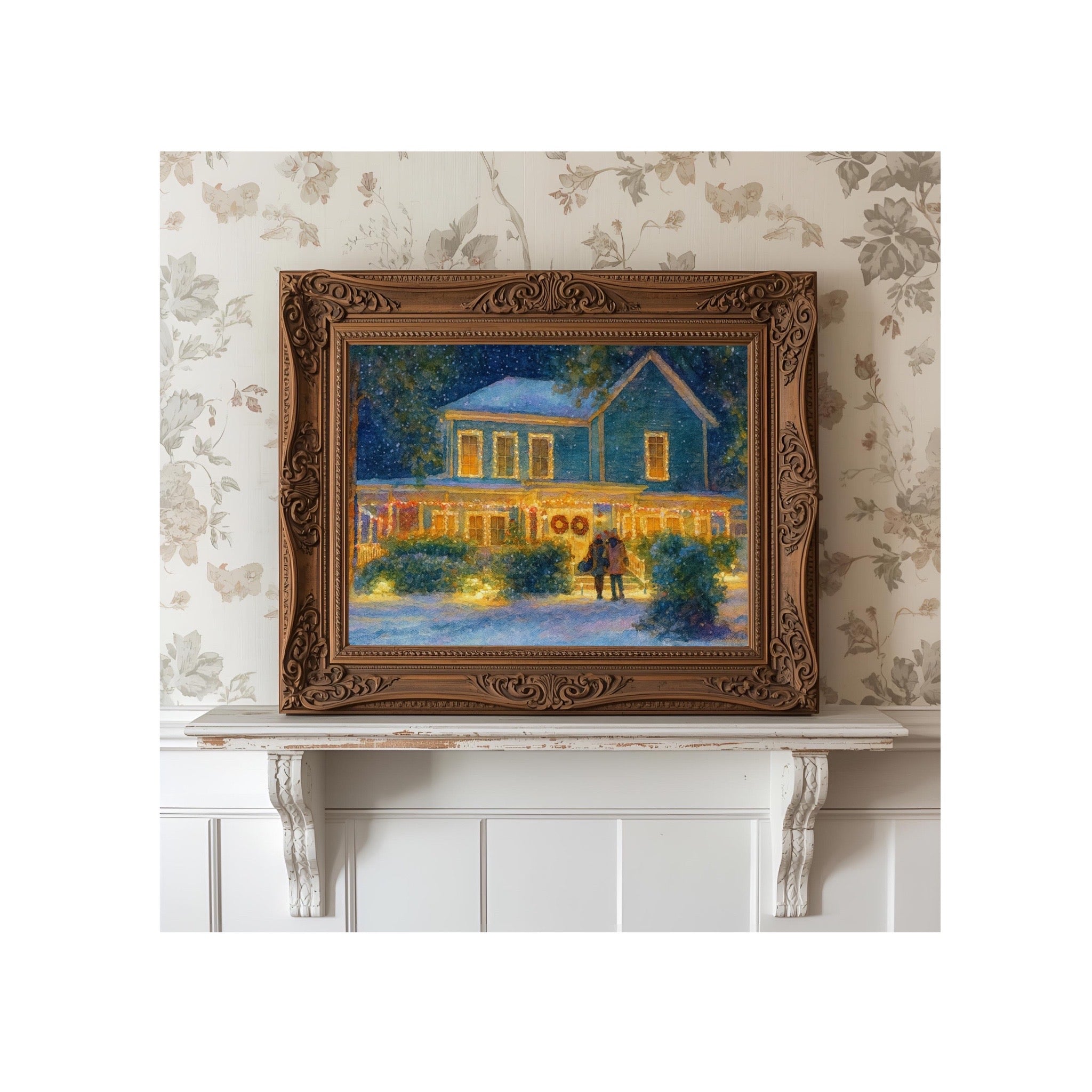 Christmas in Stars Hollow at Lorelai's House Watercolor Art Print