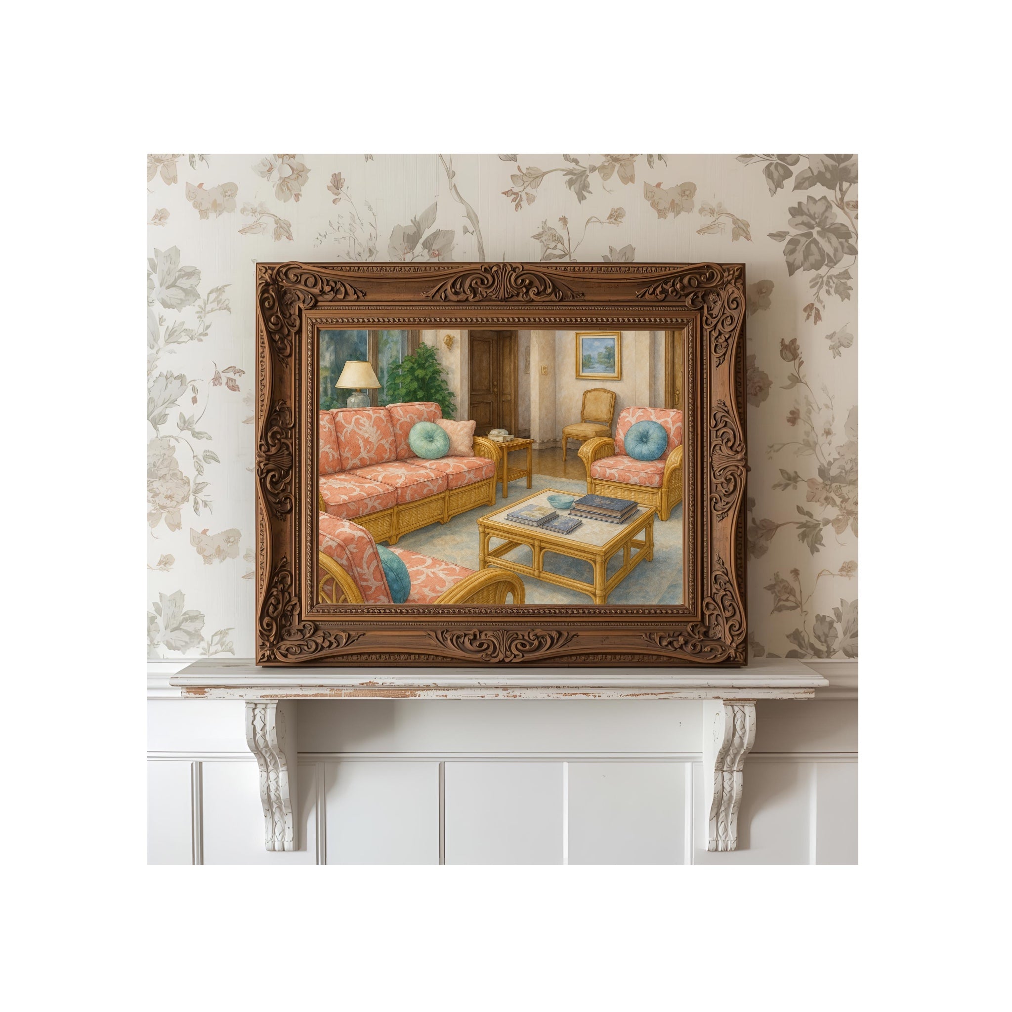 Golden Girl's Art Print Blanche's Living Room Watercolor Painting