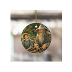 A Visit from a Wizard Friend Ceramic Ornament Fantasy Book Watercolor Decor