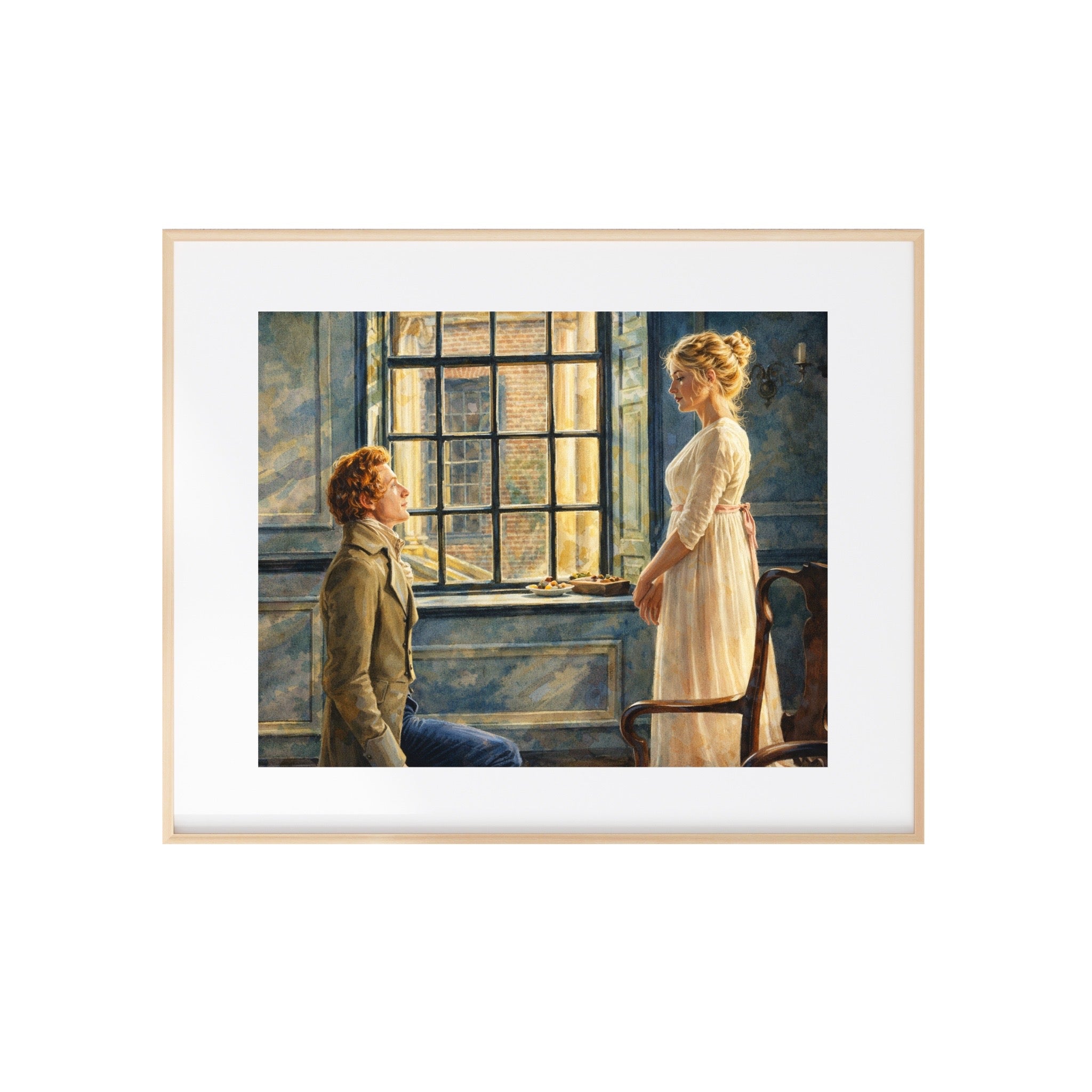 Mr. Bingley Proposes to Jane Art Print Pride and Prejudice Watercolor Painting Romantic Regency Artwork Jane Austen Book Decor