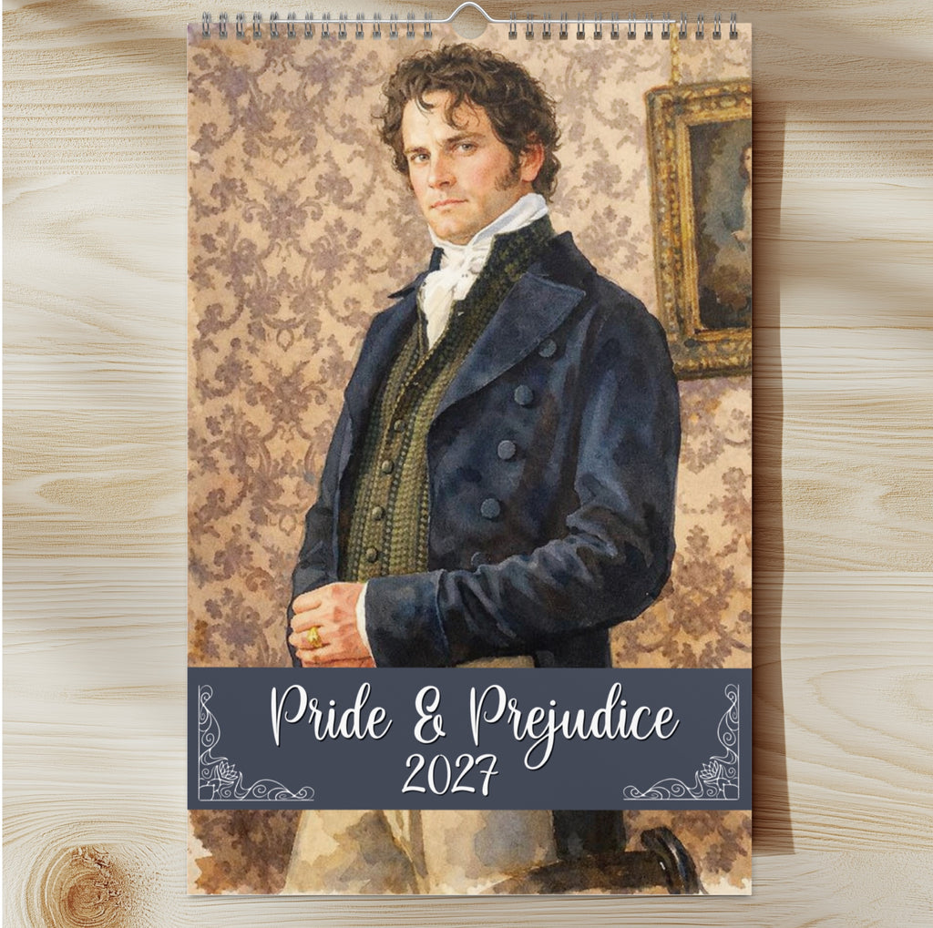 Pride and Prejudice UK 2027 Watercolor Wall Calendar Jane Austen Artwork Bookish Gift Ideas Book Decor Romantic Paintings