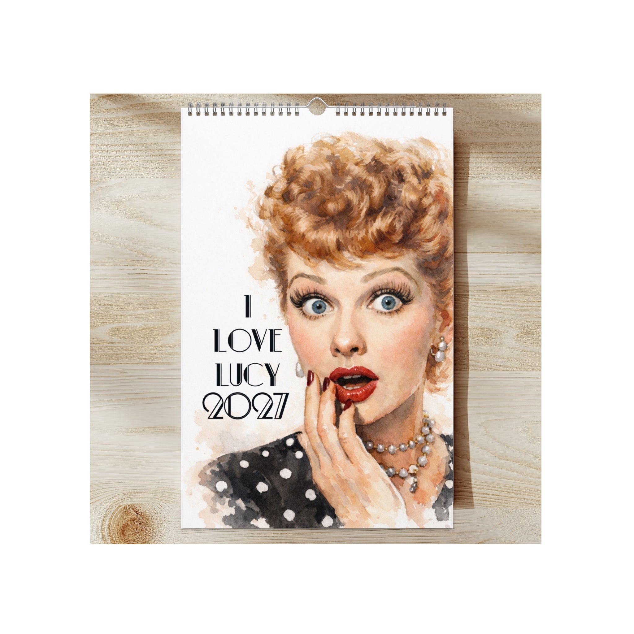 I Love Lucy 2027 Wall Calendar Lucielle Ball Watercolor Painting Art Printed Calendar