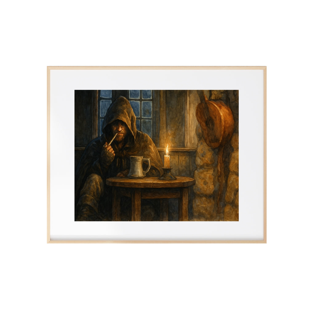 Strider in the Pub Art Print Fantasy Book Watercolor Painting