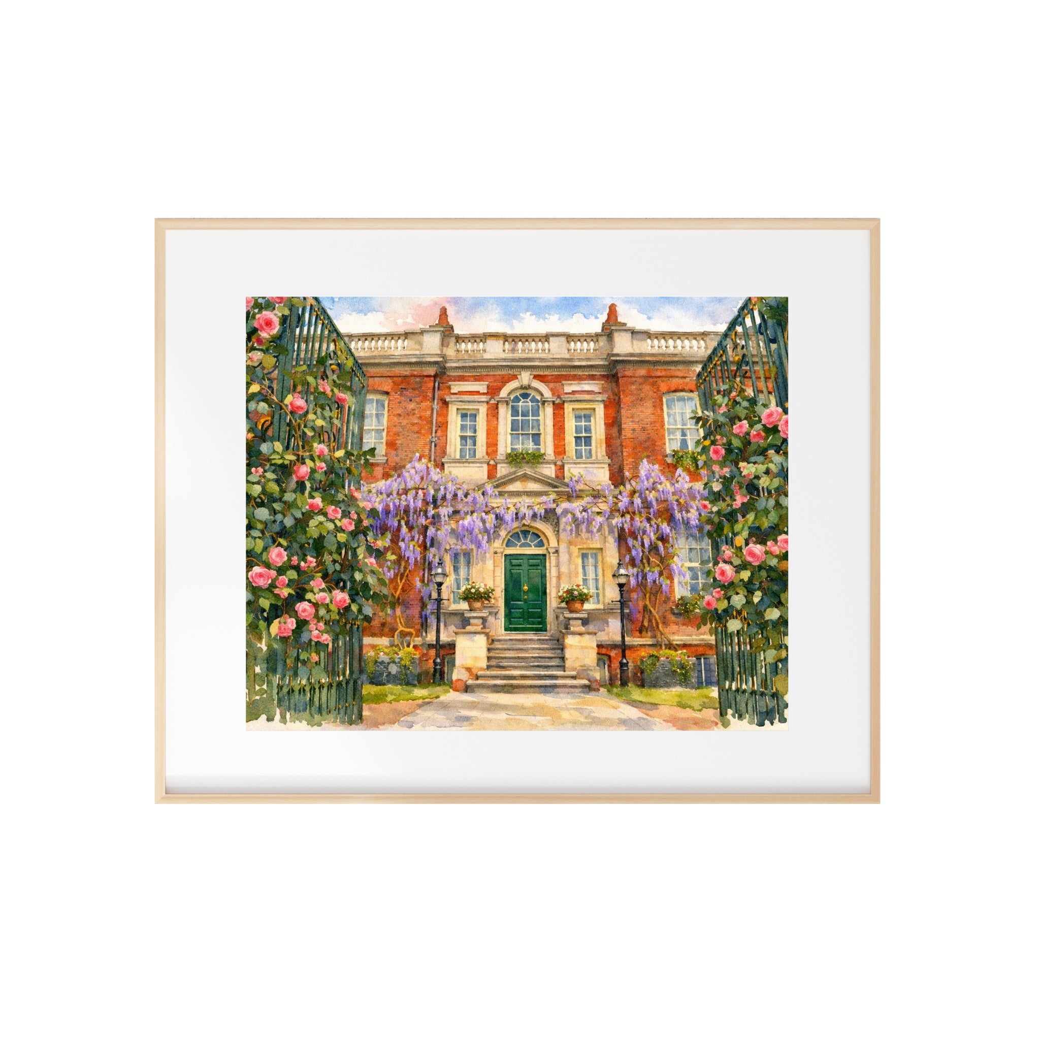 Wisteria House Art Print Regency Era Watercolor Painting Book Gallery Wall Decor