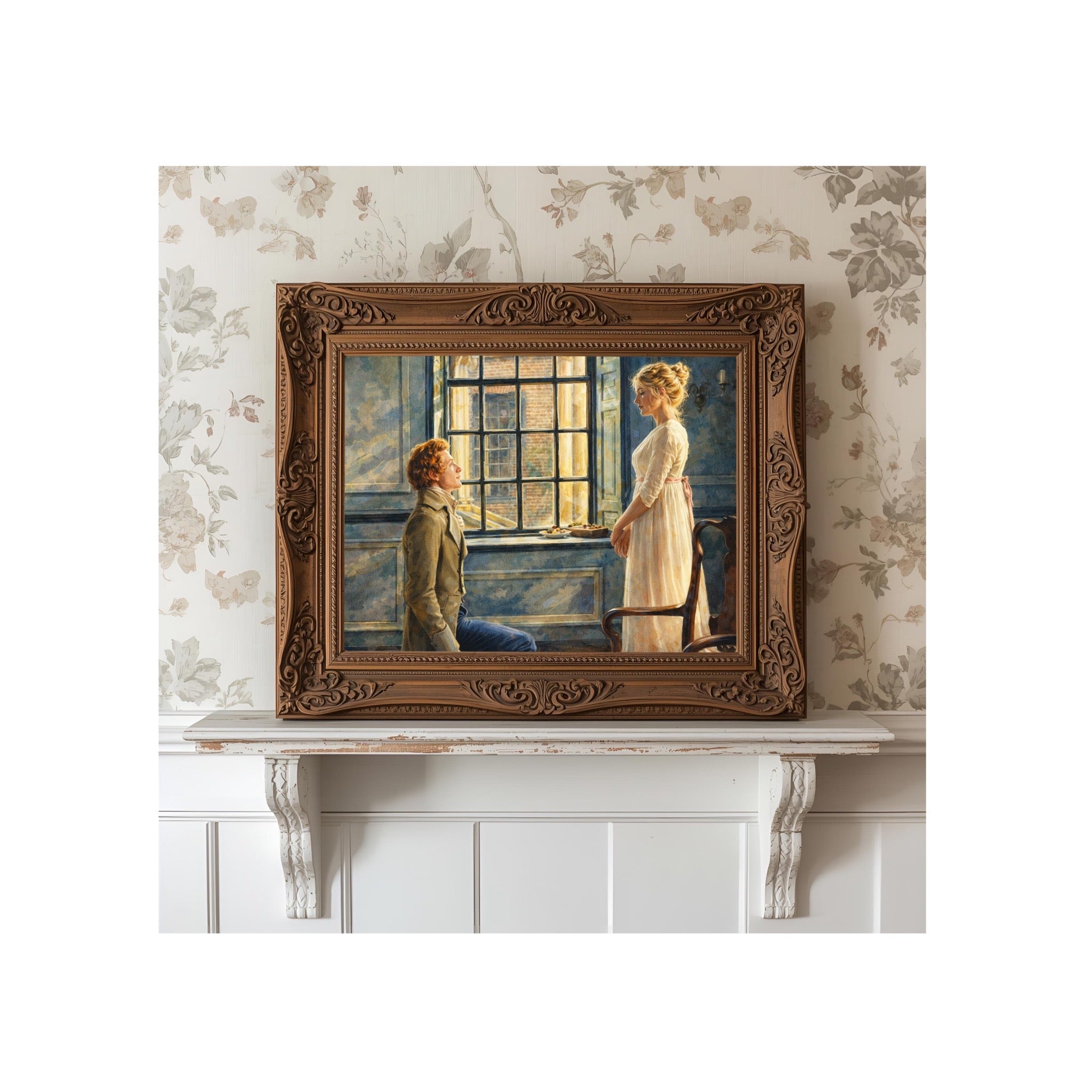 Mr. Bingley Proposes to Jane Art Print Pride and Prejudice Watercolor Painting Romantic Regency Artwork Jane Austen Book Decor