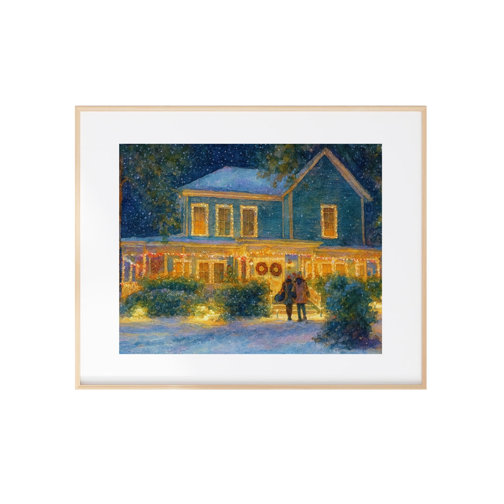 Christmas in Stars Hollow at Lorelai's House Watercolor Art Print