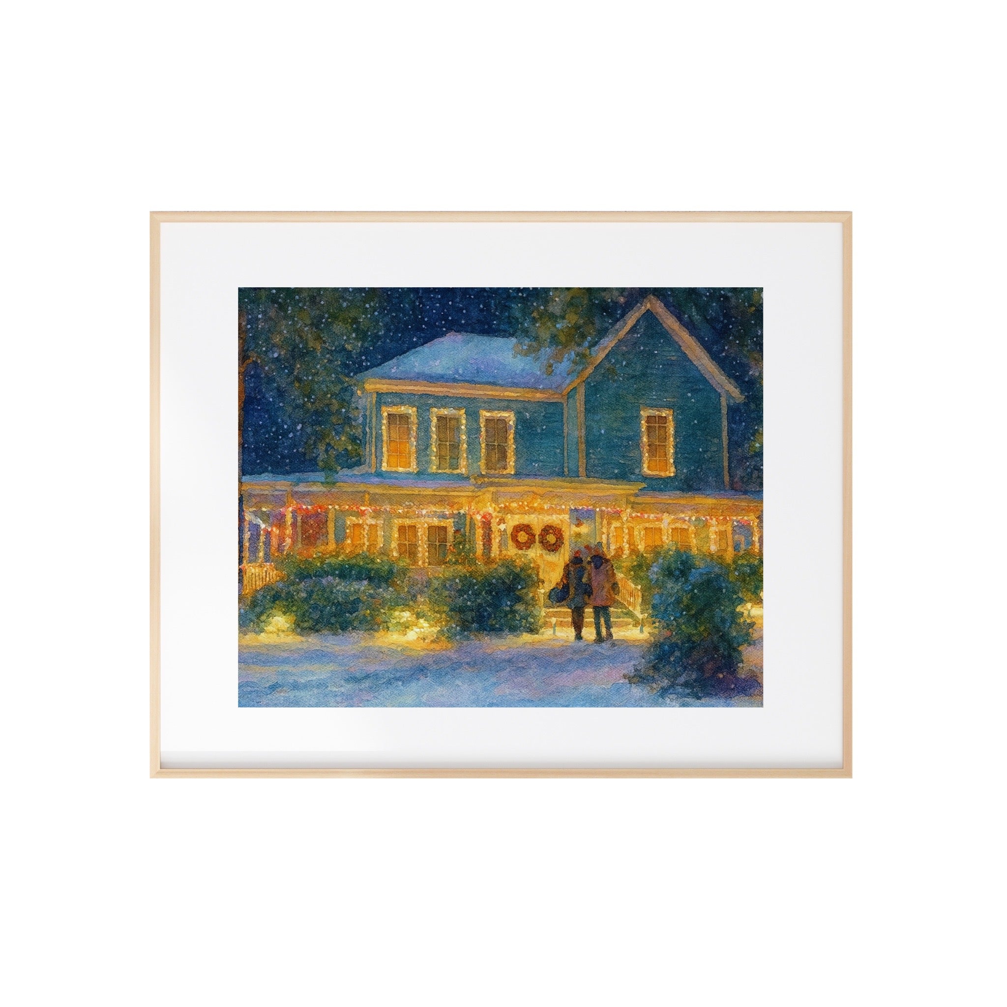 Christmas in Stars Hollow at Lorelai's House Watercolor Art Print