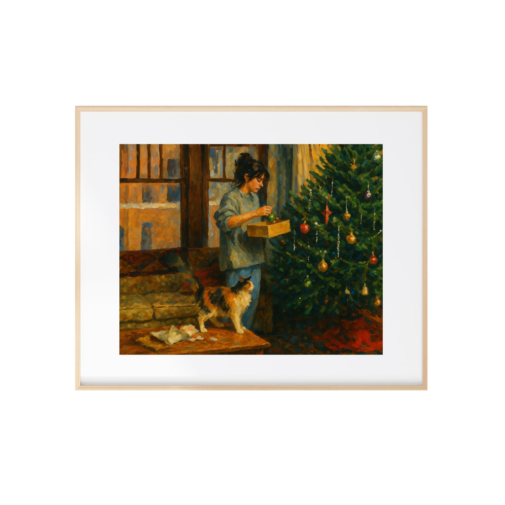 Lucy Decorates the Tree Acrylic Painting Art Print