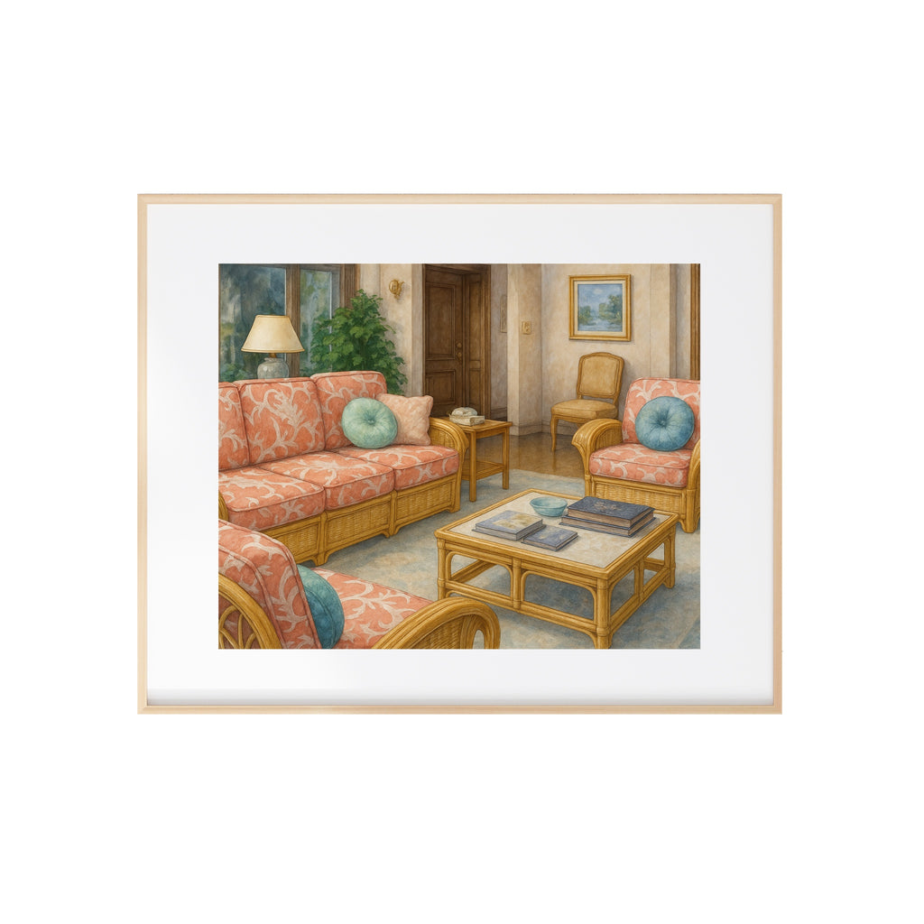 Golden Girl's Art Print Blanche's Living Room Watercolor Painting