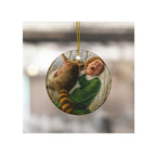 Buddy vs Racoon Funny Ceramic Christmas Ornament