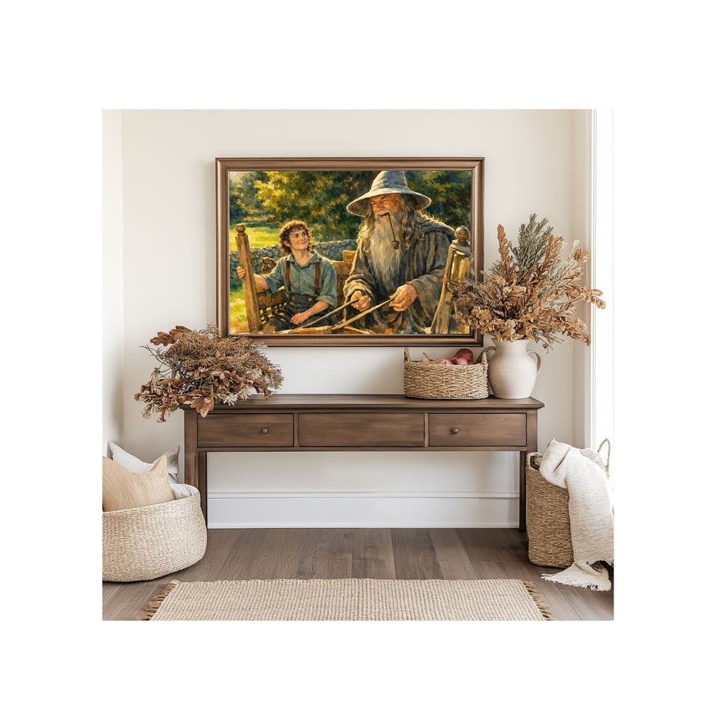 Wizard Visit Art Print Friendship Watercolor Painting Fantasy Book Gallery Wall Decor