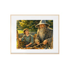 Wizard Visit Art Print Friendship Watercolor Painting Fantasy Book Gallery Wall Decor
