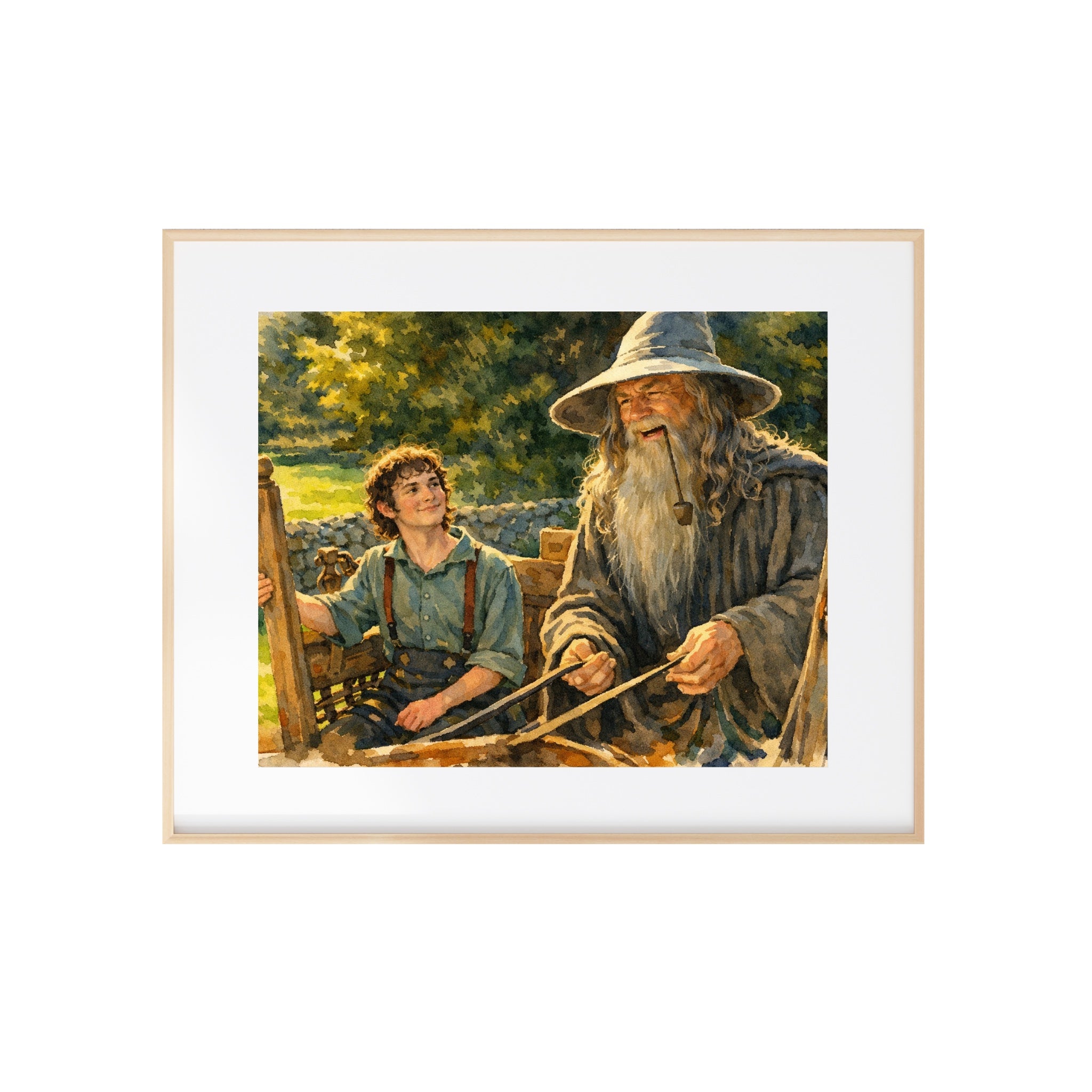 Wizard Visit Art Print Friendship Watercolor Painting Fantasy Book Gallery Wall Decor