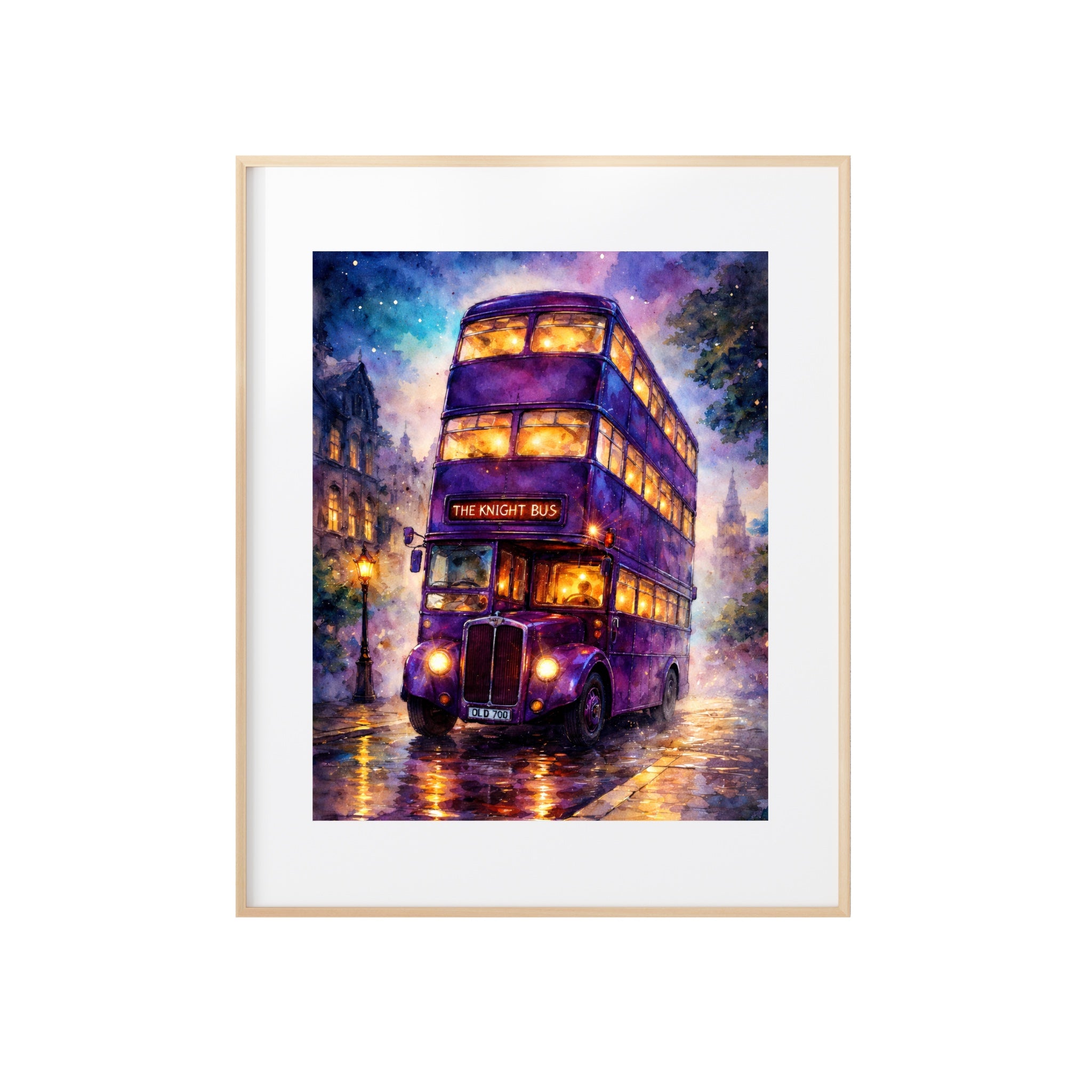 Magical Purple Bus Art Print Wizarding World Watercolor Painting Book Artwork Gallery Wall Decor