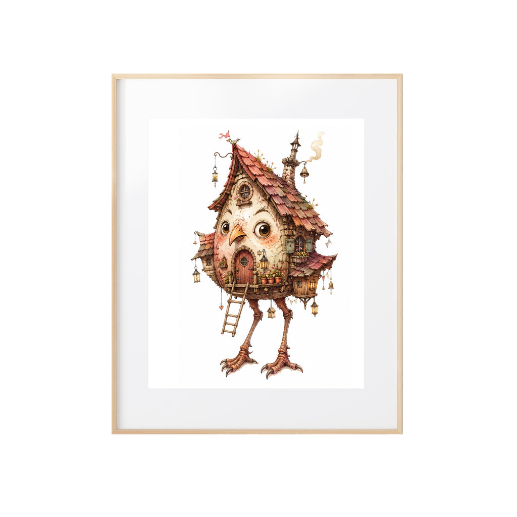The Red Birdhouse Watercolor Art Print