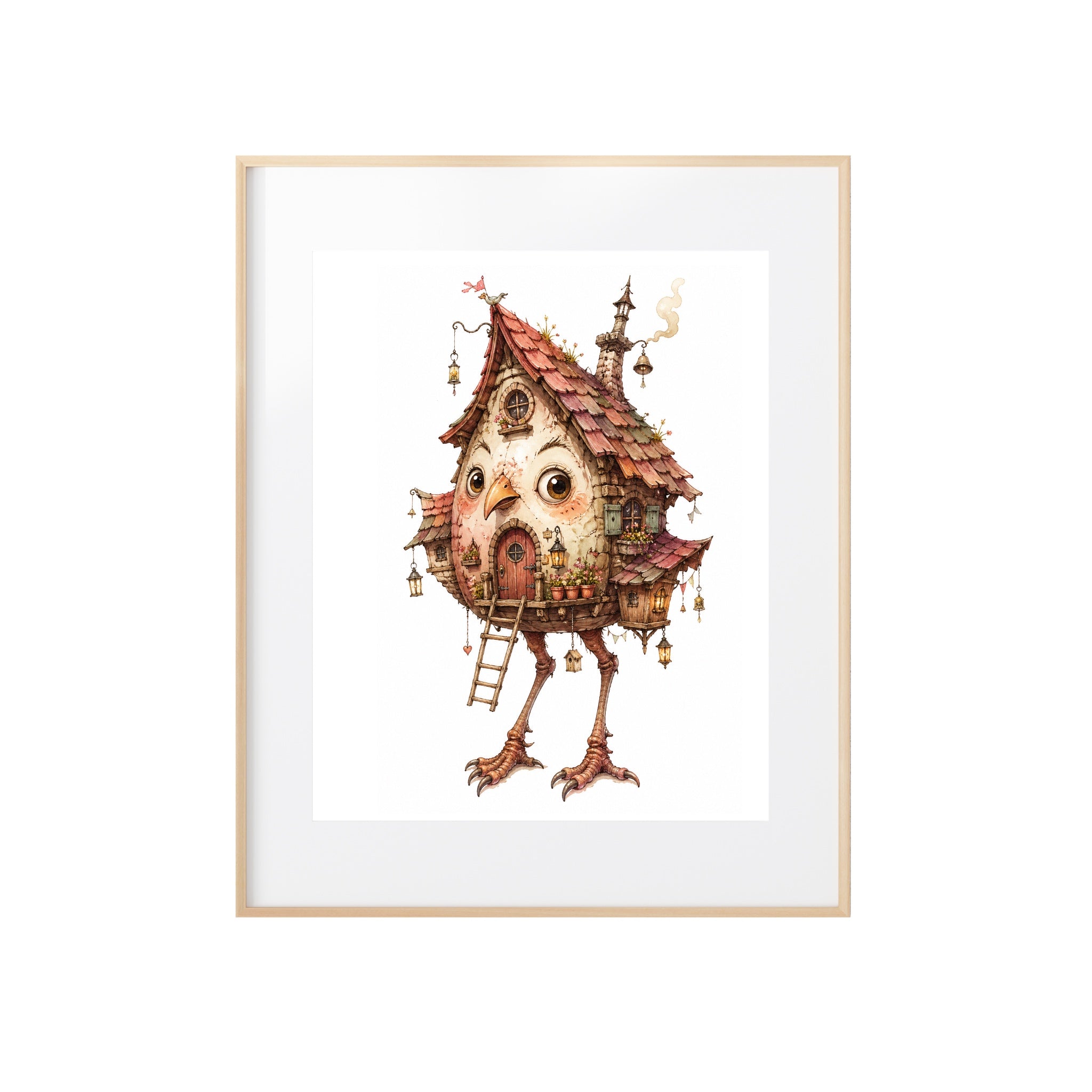 The Red Birdhouse Watercolor Art Print