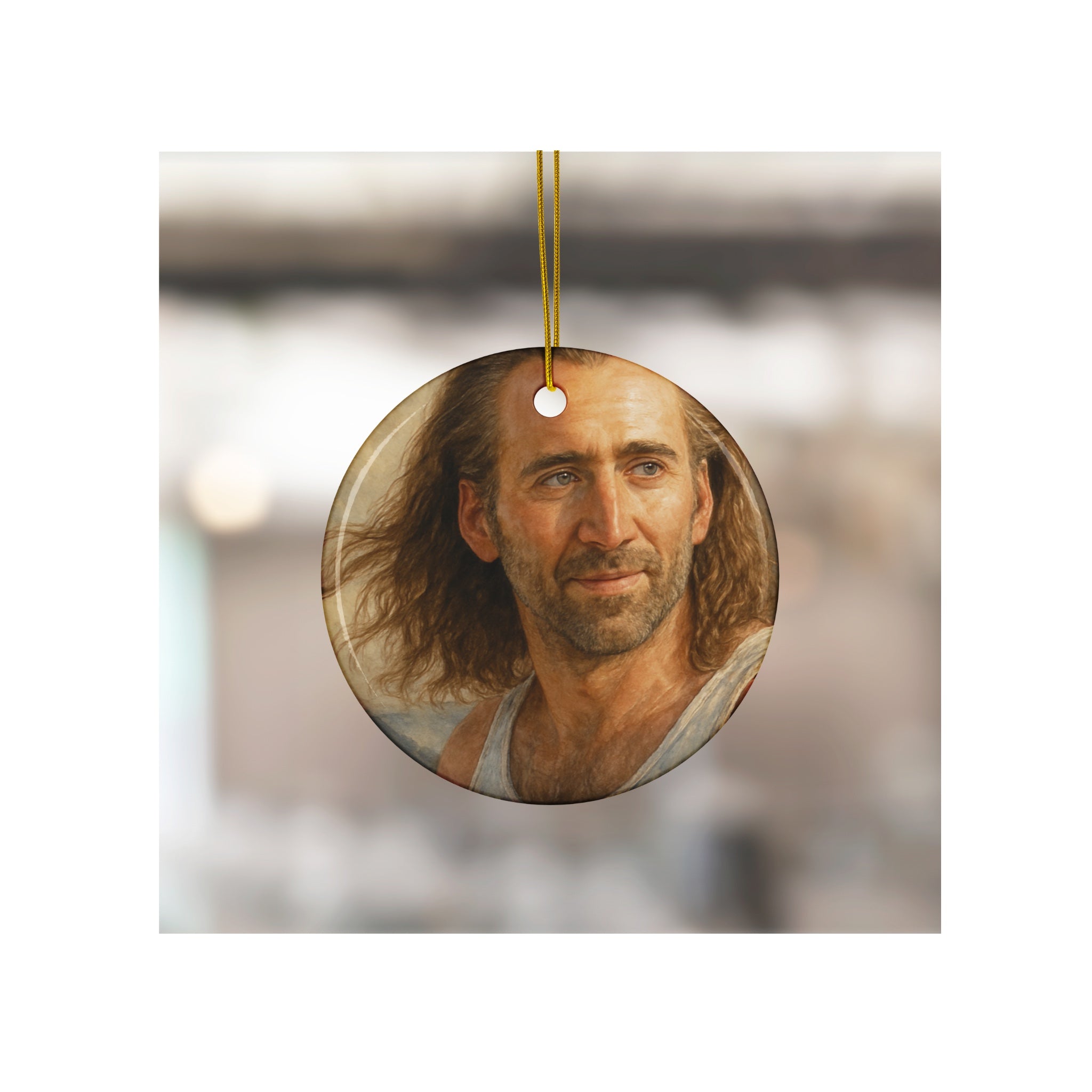Funny Nicholas Cage Ceramic Ornament