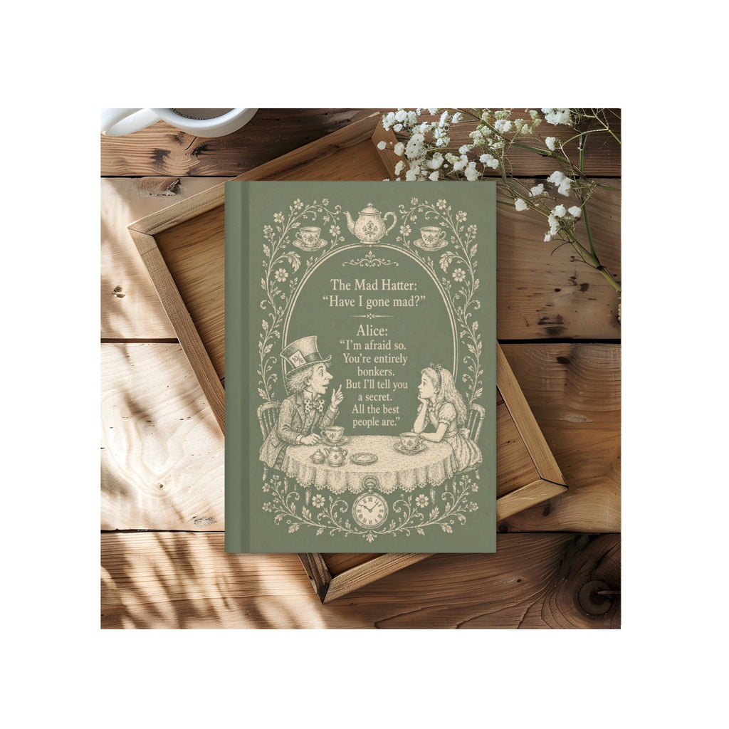 Mad Hatter Tea Party Hardcover Notebook with Lovely Matte Finish