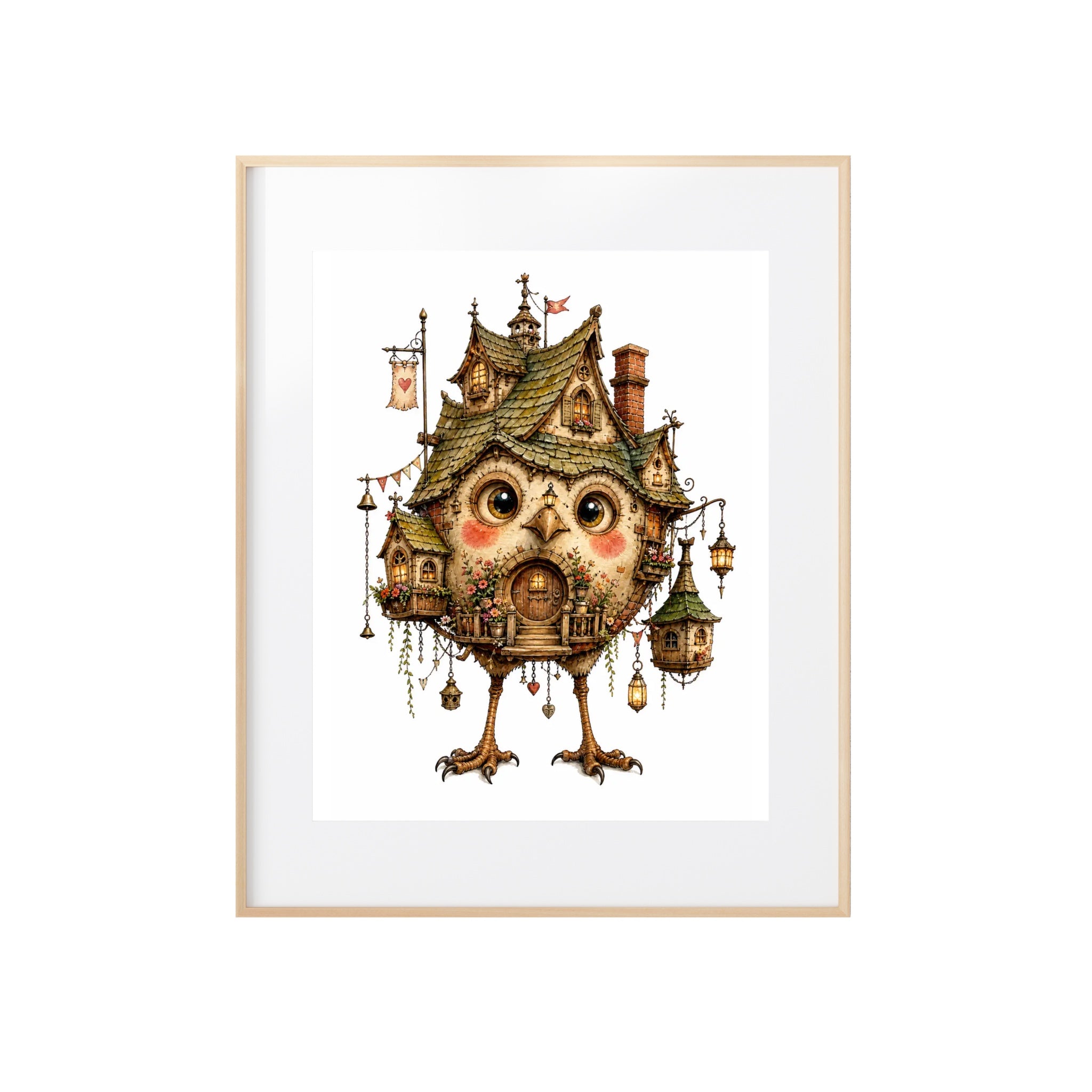 The Green Birdhouse Watercolor Art Print