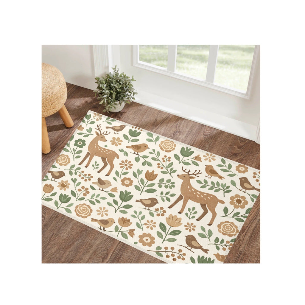 Woodland Animal Folk-Art Accent Rug