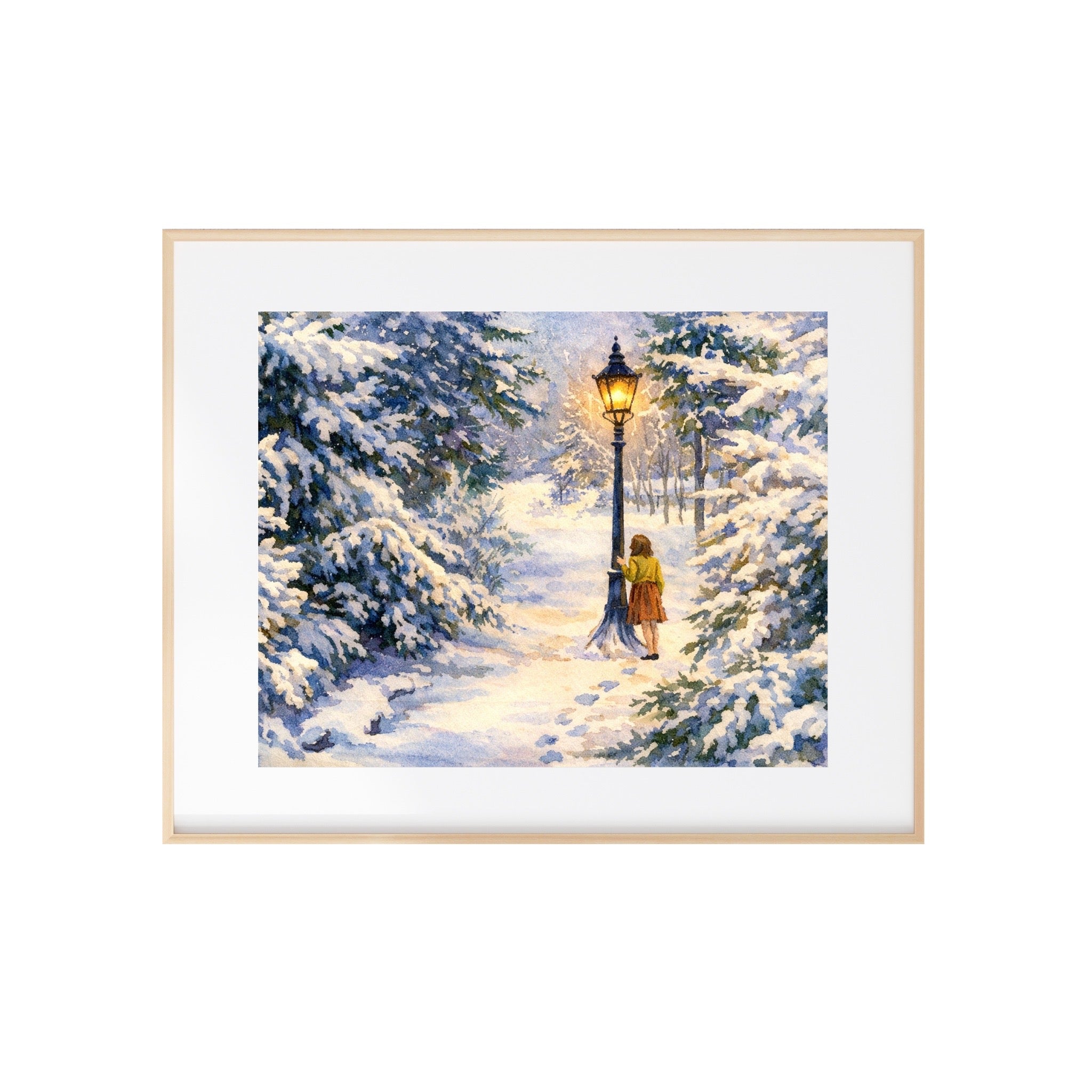 Lucy at the Lamppost Art Print Classic Children's Book Watercolor Painting C.S. Lewis Artwork