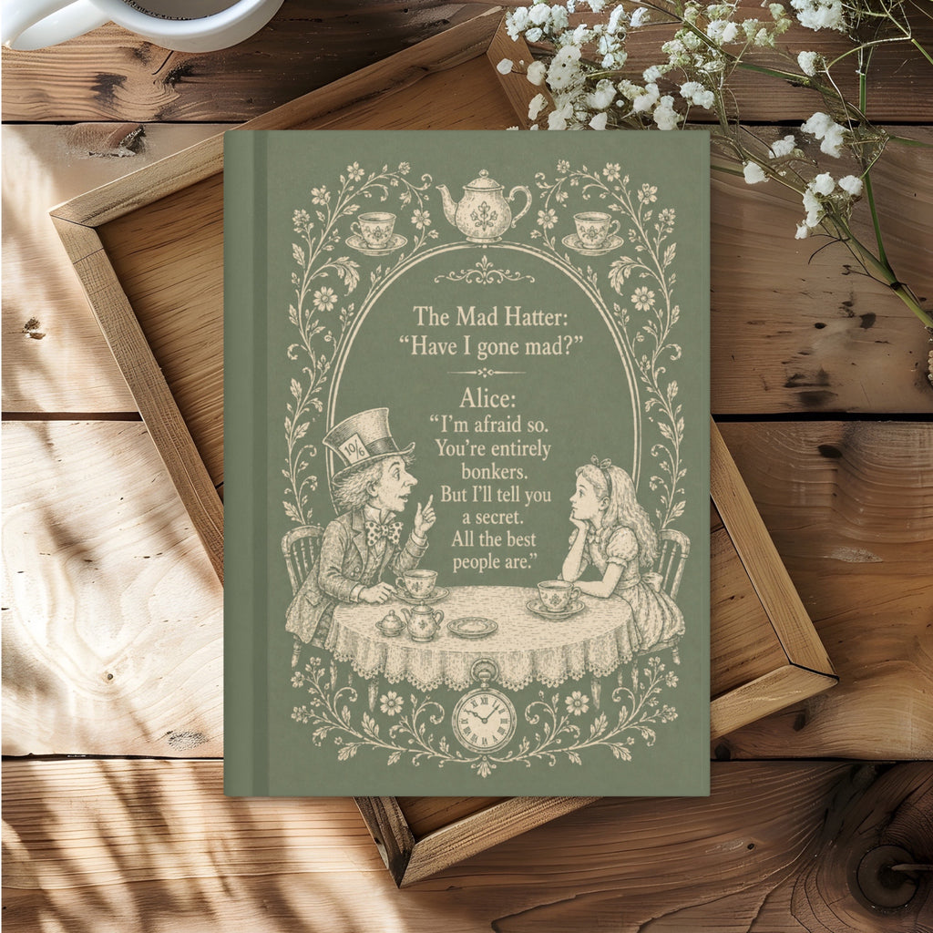 Mad Hatter Tea Party Hardcover Notebook with Lovely Matte Finish