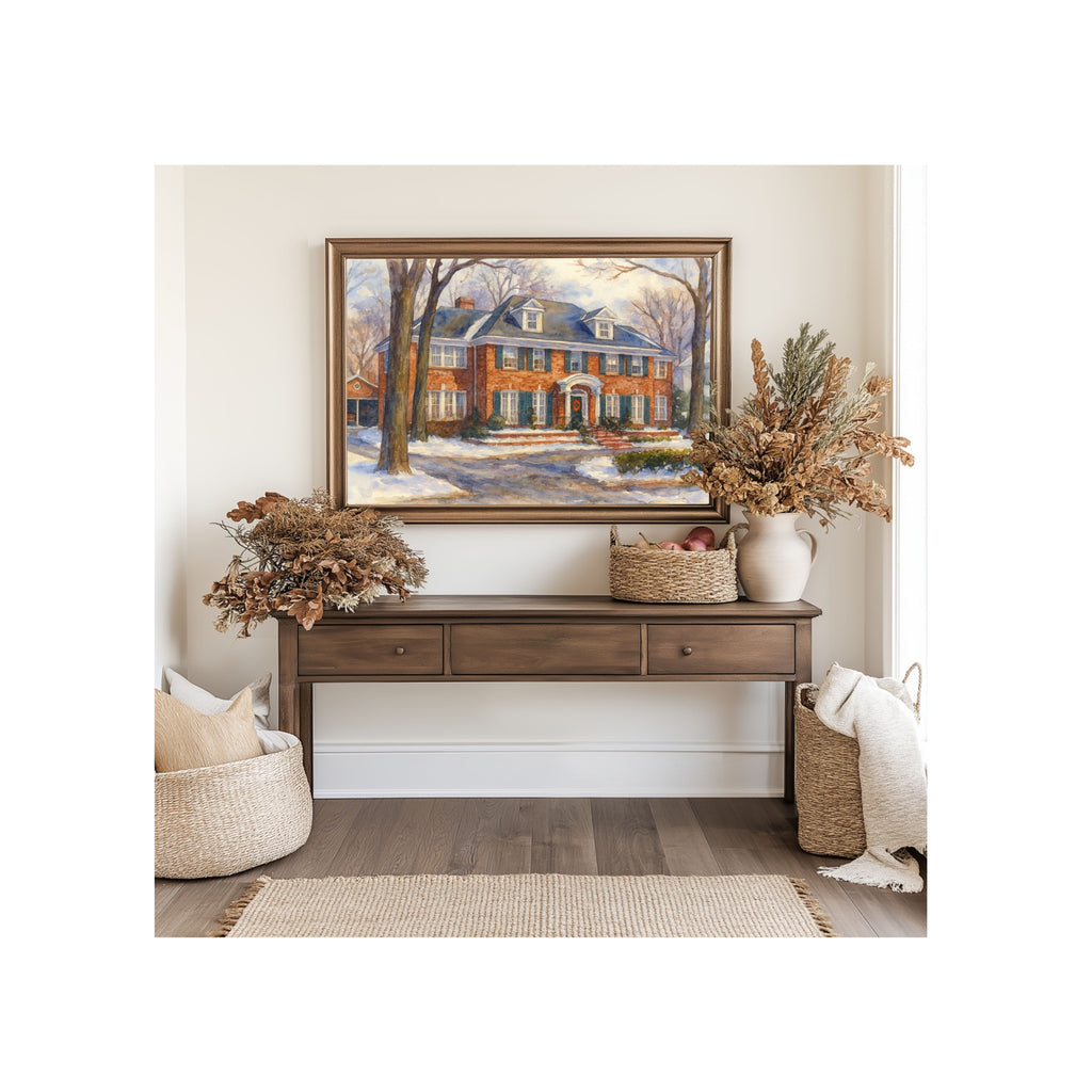 The McCallister's House Watercolor Painting Home Alone Art Print Christmas Wall Decor