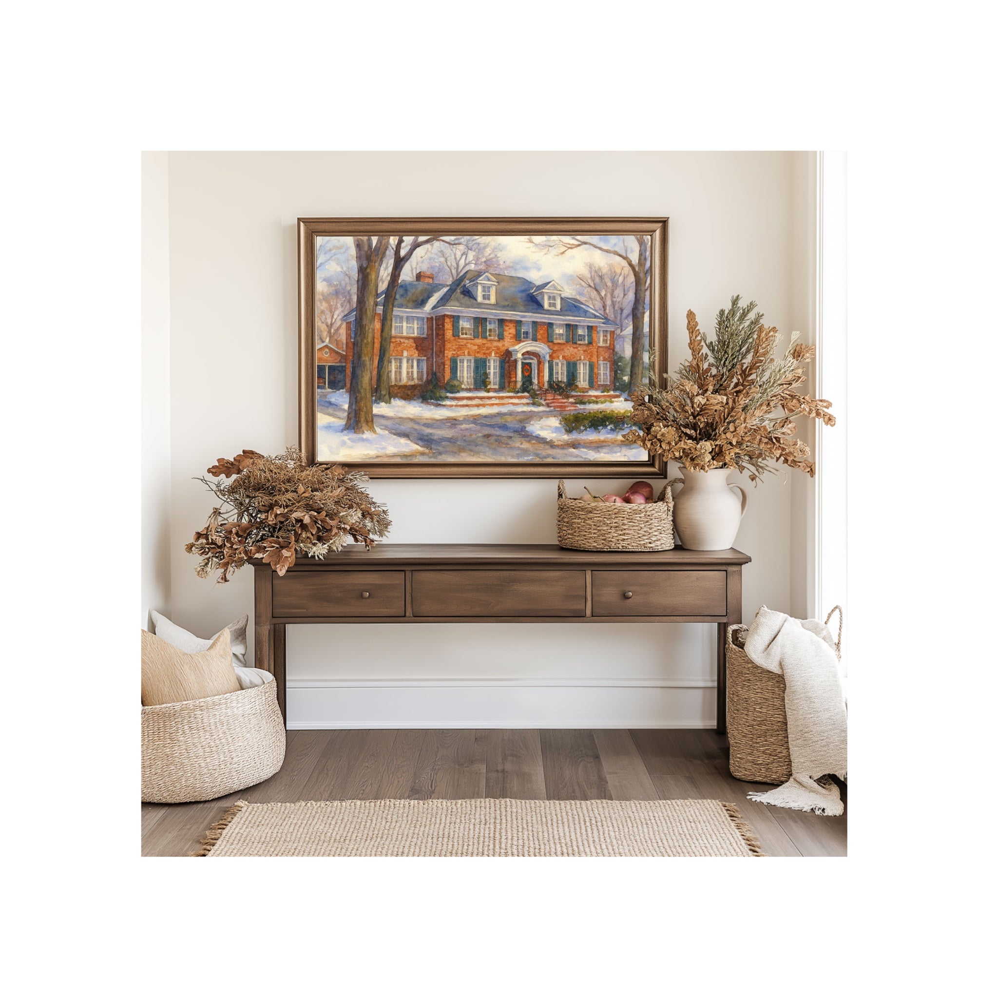 The McCallister's House Watercolor Painting Home Alone Art Print Christmas Wall Decor