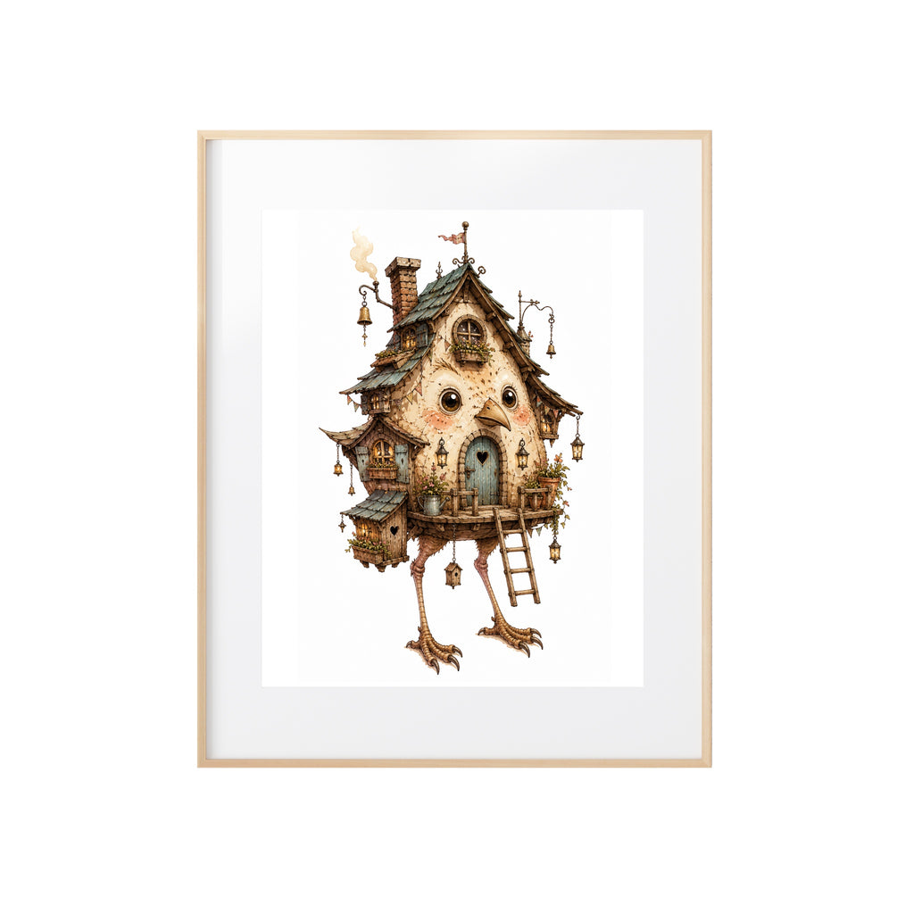 The Blue Birdhouse Watercolor Art Print