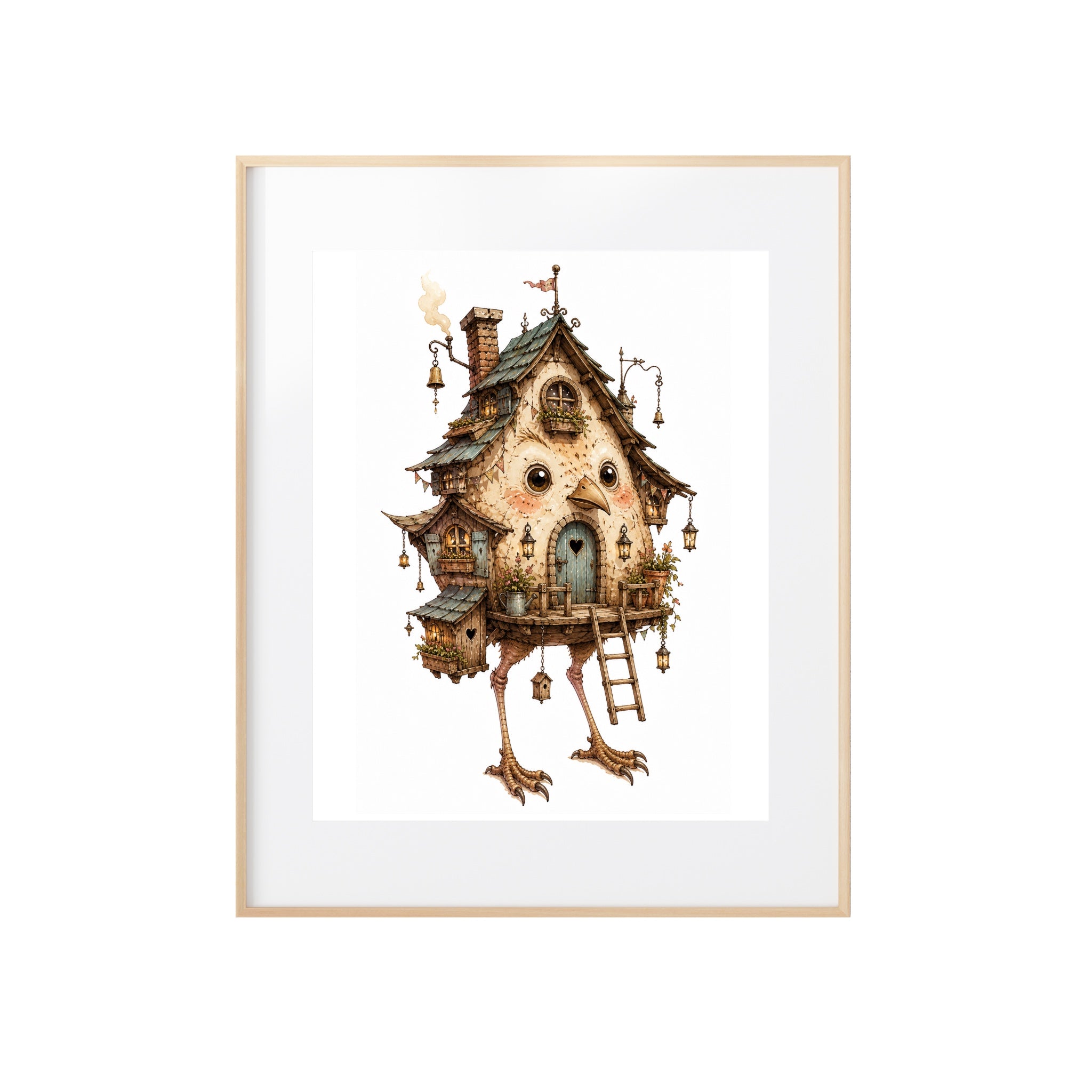 The Blue Birdhouse Watercolor Art Print