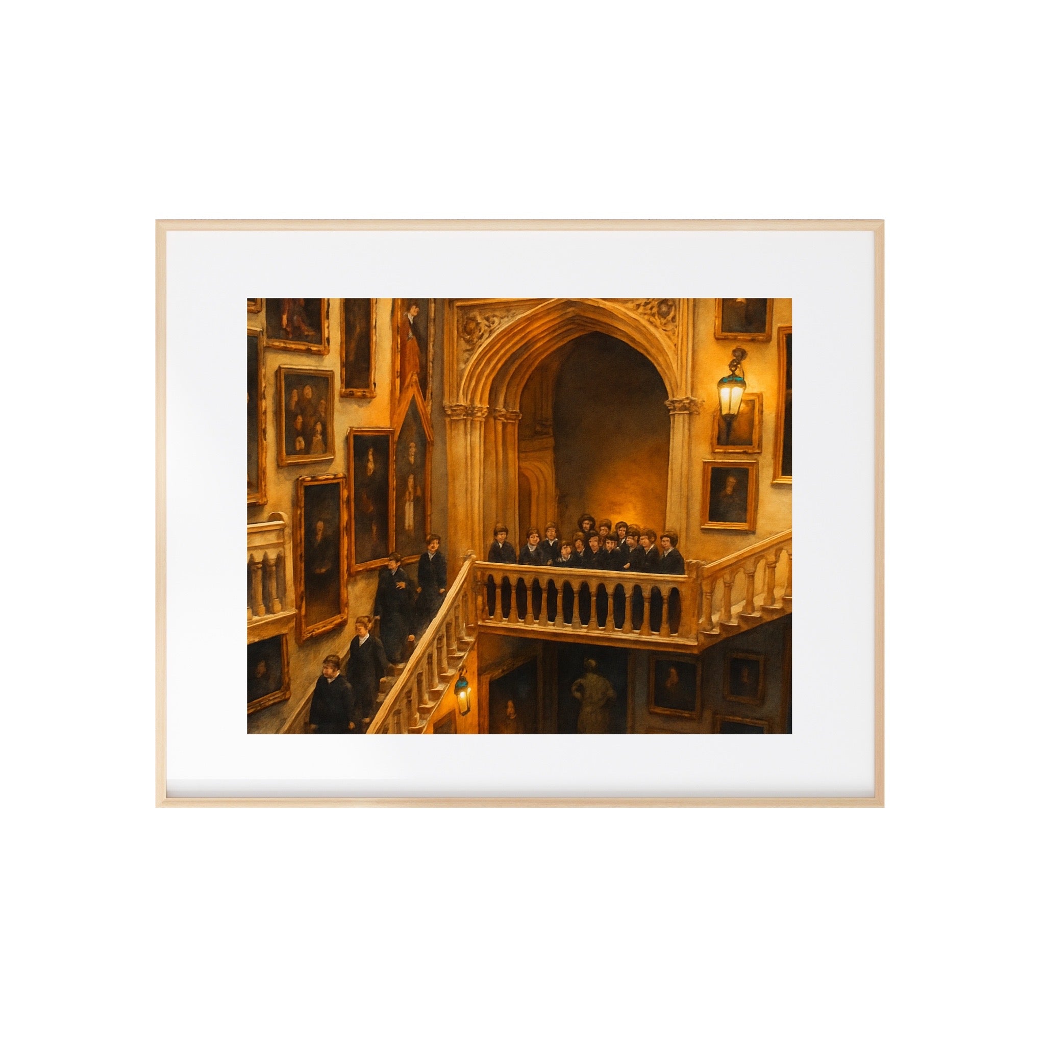 Wizard School Staircase Art Print Fantasy Castle Watercolor Painting