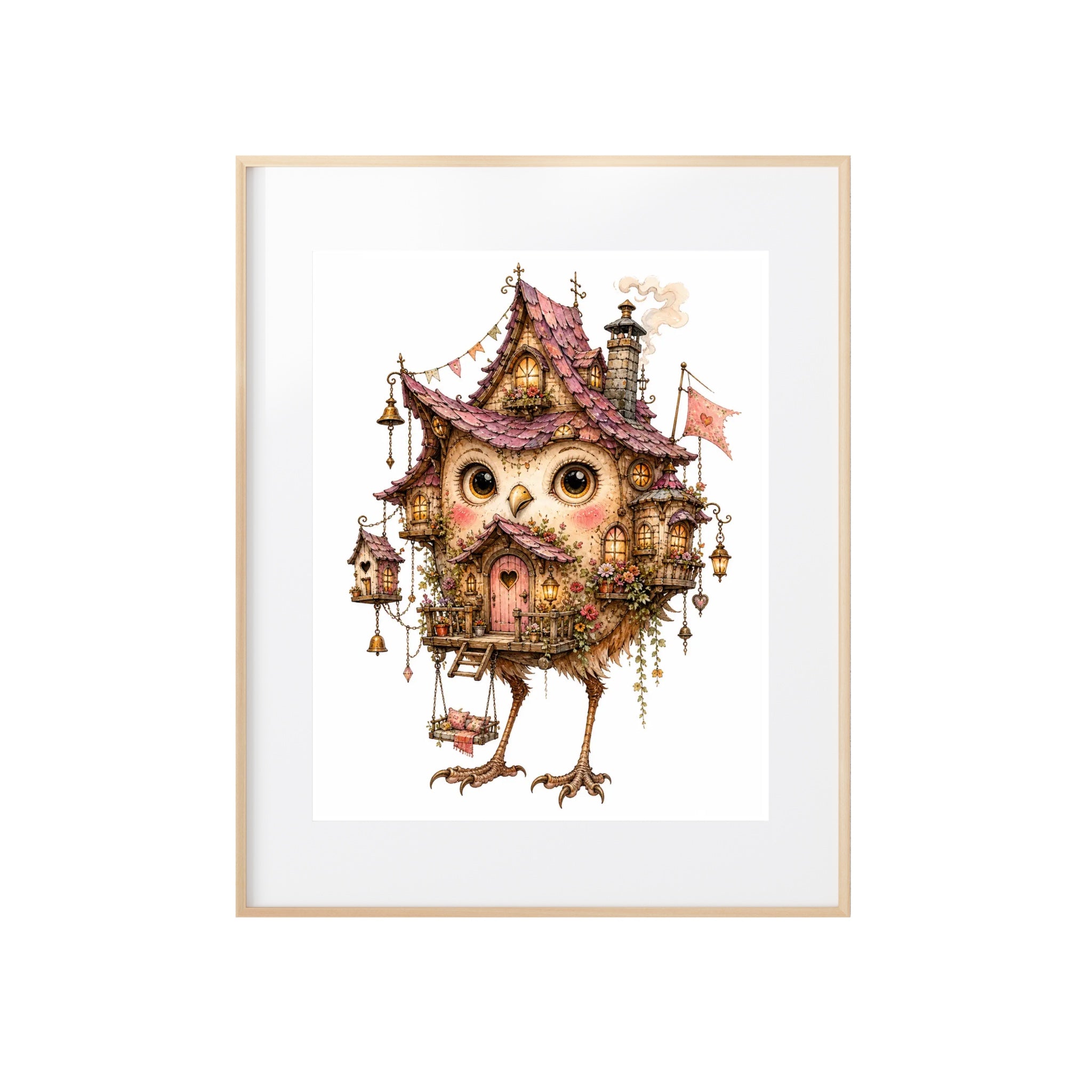 The Pink Birdhouse Watercolor Art Print