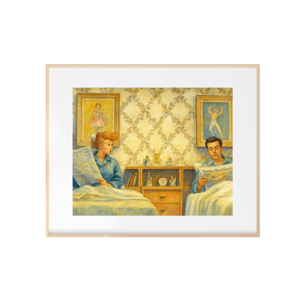 Lucy and Ricky Art Print Sunday Morning Watercolor Painting