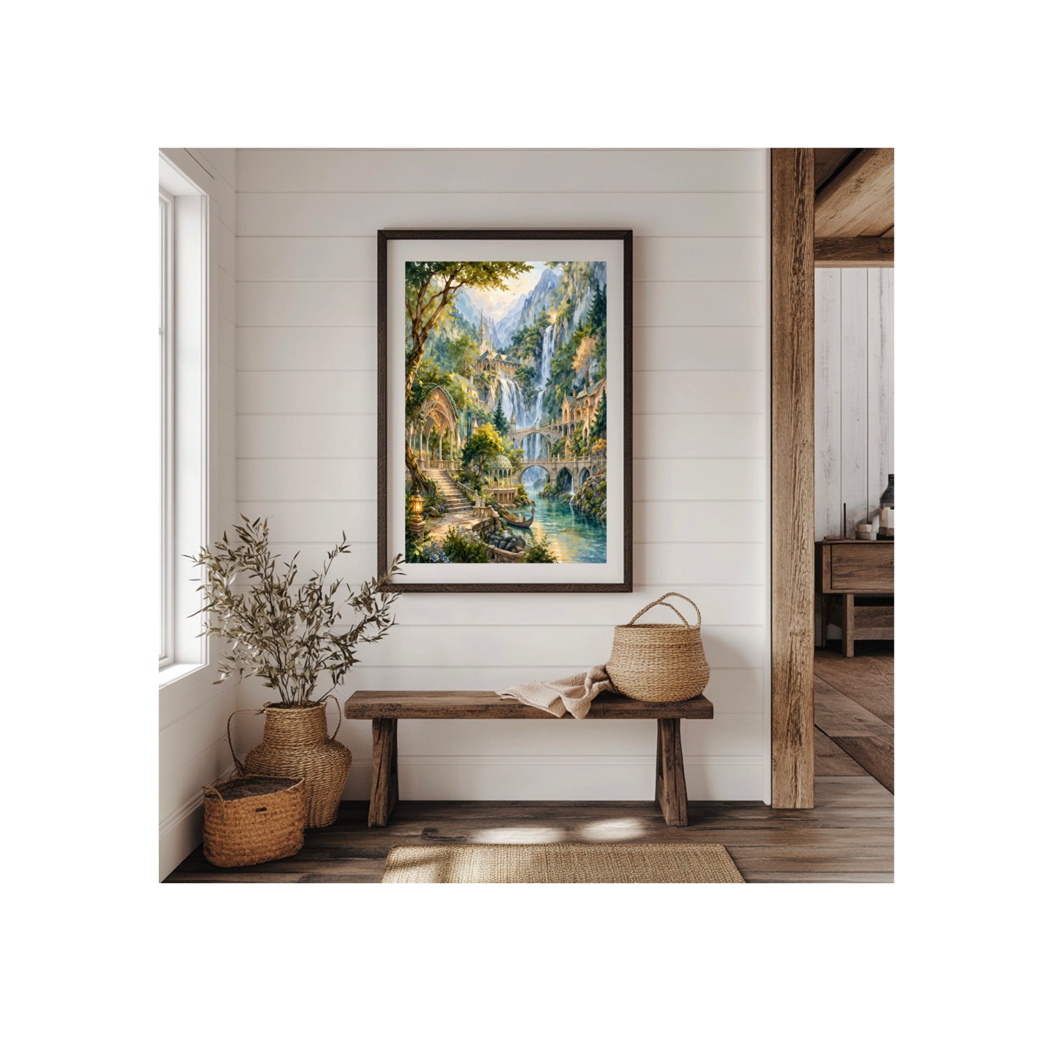 Rivendell Art Print Elven Refuge Watercolor Painting Fantasy Book Artwork