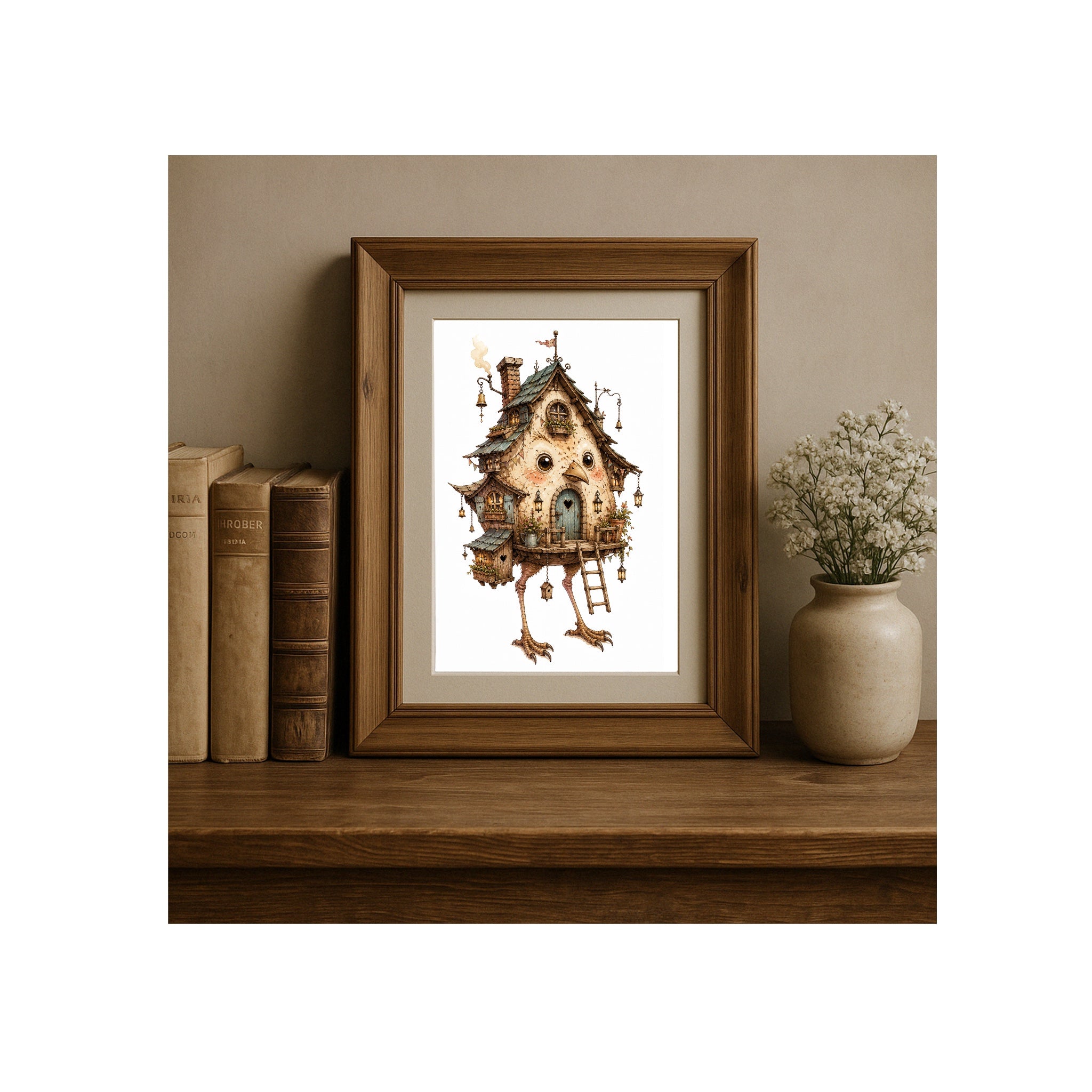 The Blue Birdhouse Watercolor Art Print