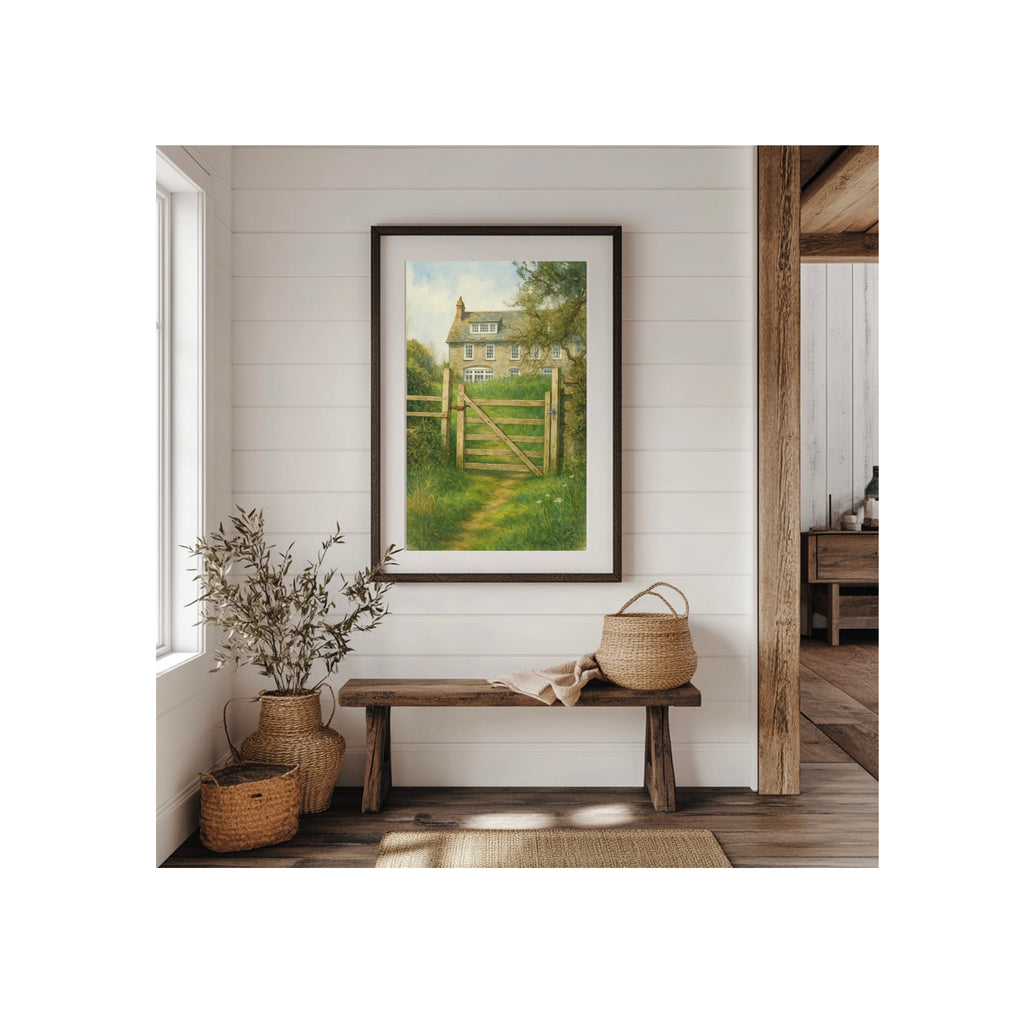 Barton Cottage Art Print Sense and Sensibility Watercolor Painting English Countryside Artwork Bookish Wall Decor