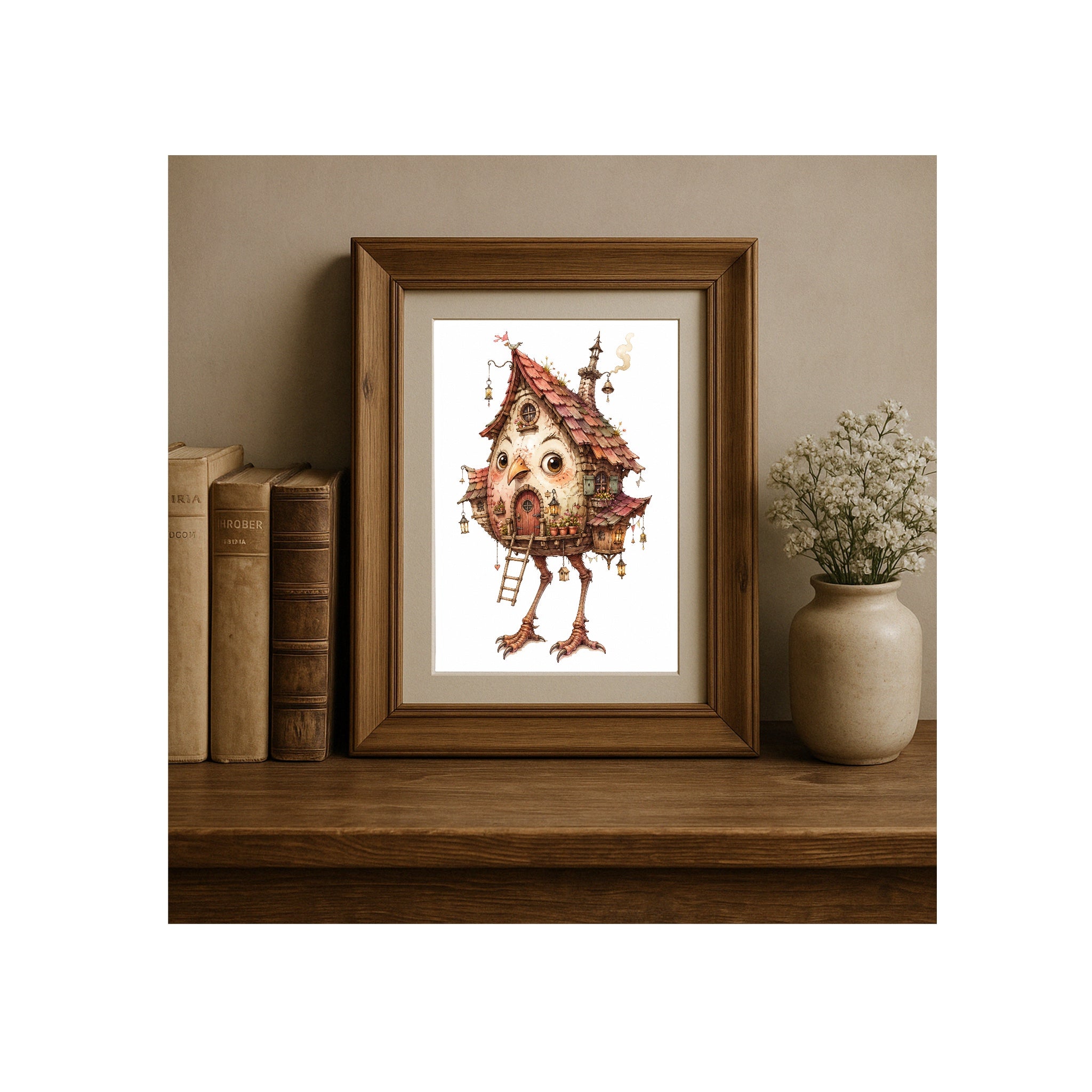 The Red Birdhouse Watercolor Art Print