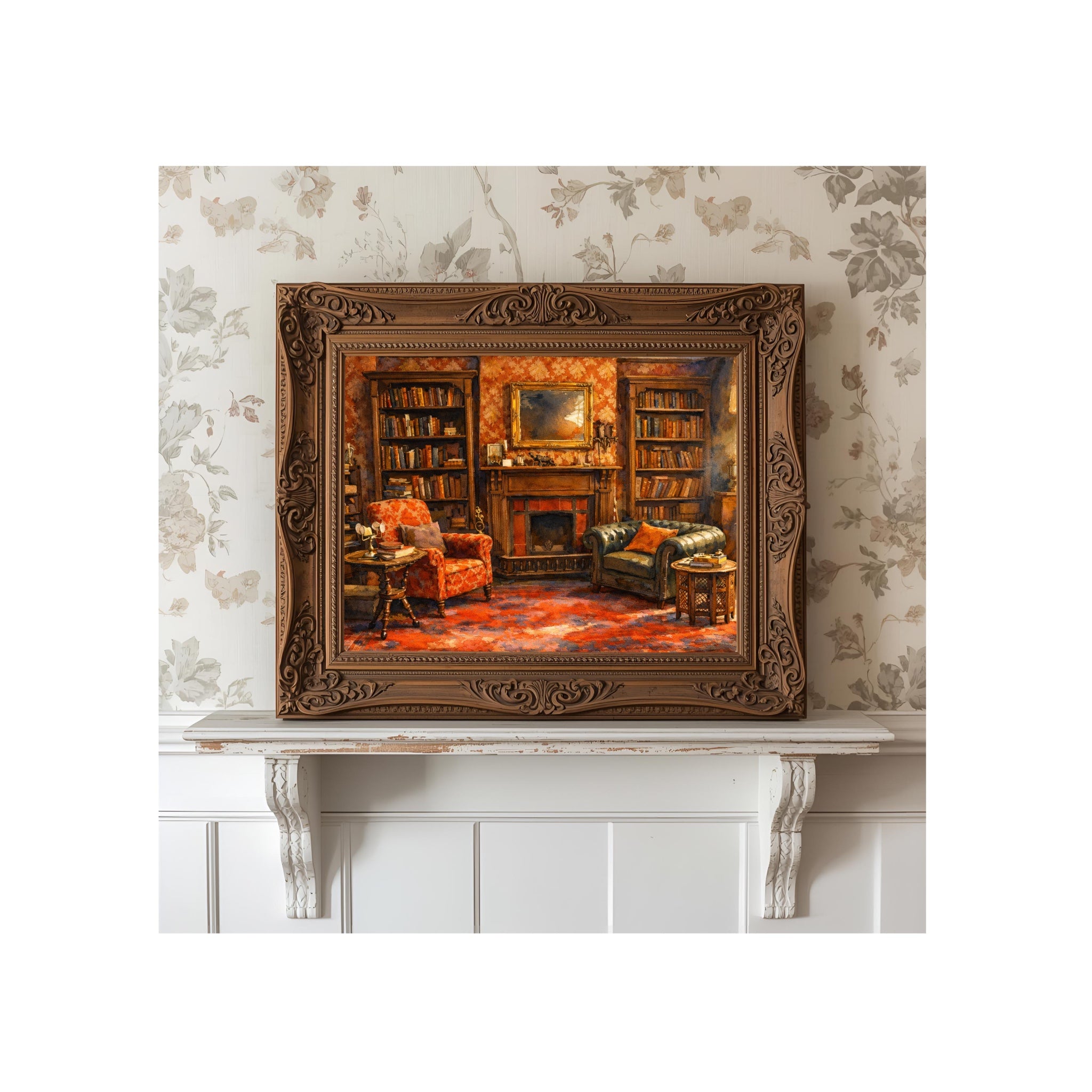 Sherlock Holmes Living Room Art Print 221b Baker Street Watercolor Painting Book Decor