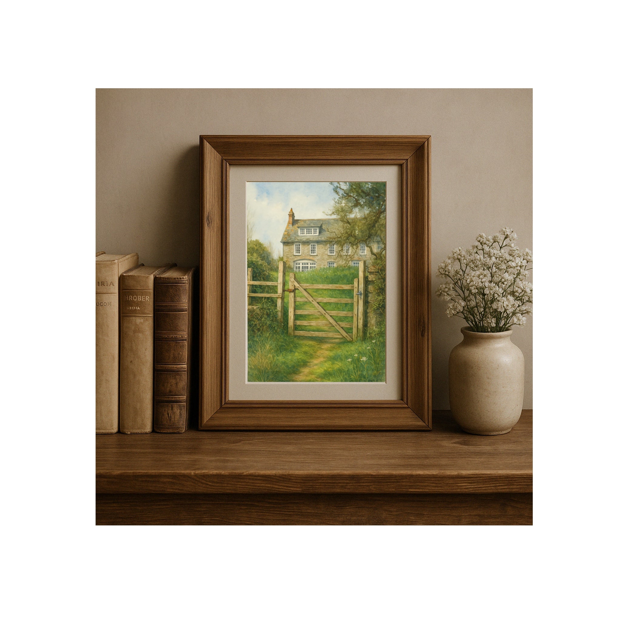 Barton Cottage Art Print Sense and Sensibility Watercolor Painting English Countryside Artwork Bookish Wall Decor